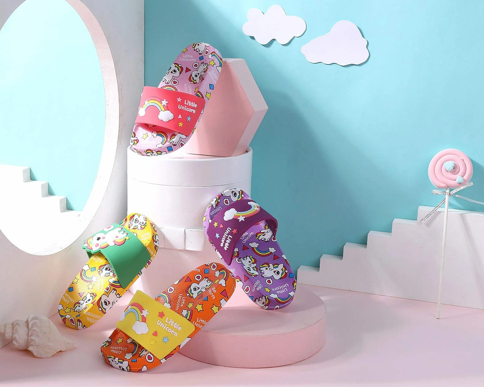 Chanclas para Niñas Sandalias de Baño Antideslizantes Unicornio