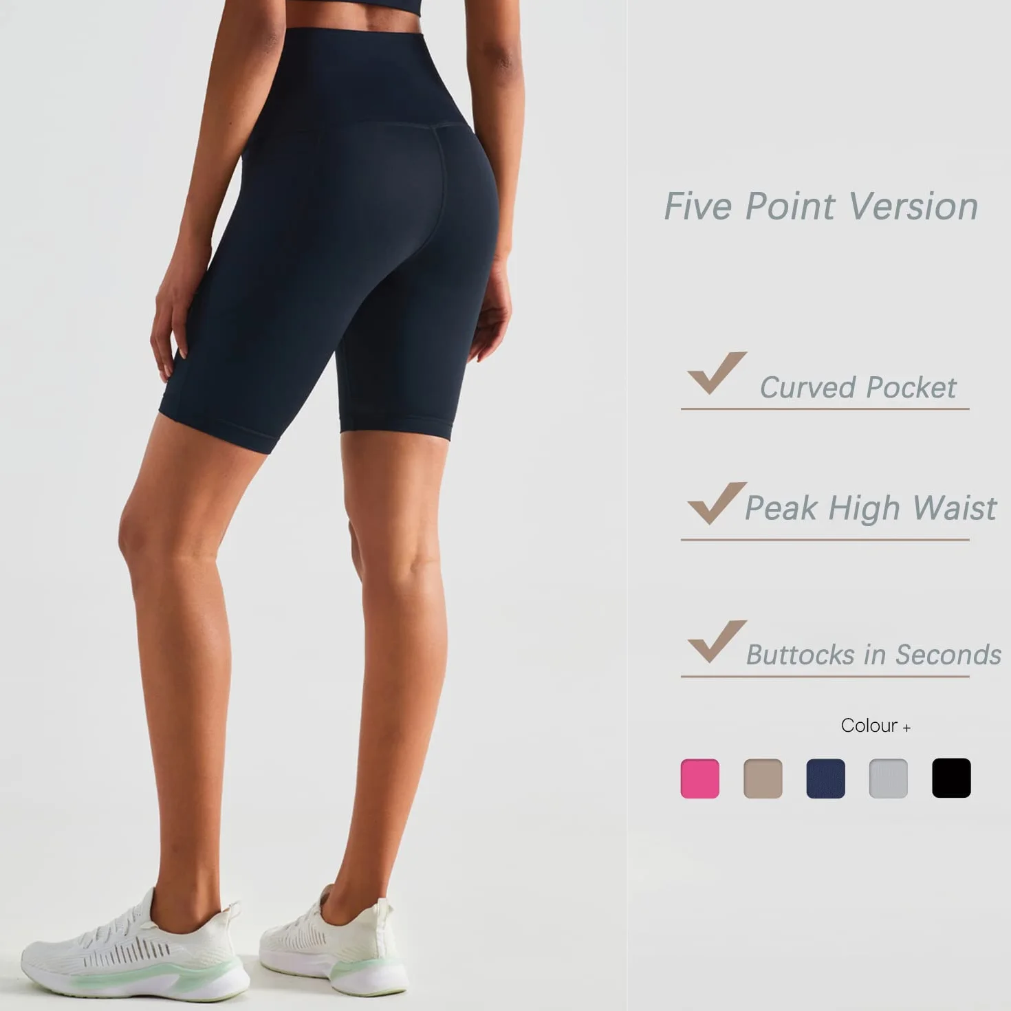 Leggings Cortos de Yoga para Mujer, Pantalones Deportivos de Cintura Alta con Bolsillo Lateral Secado Rápido