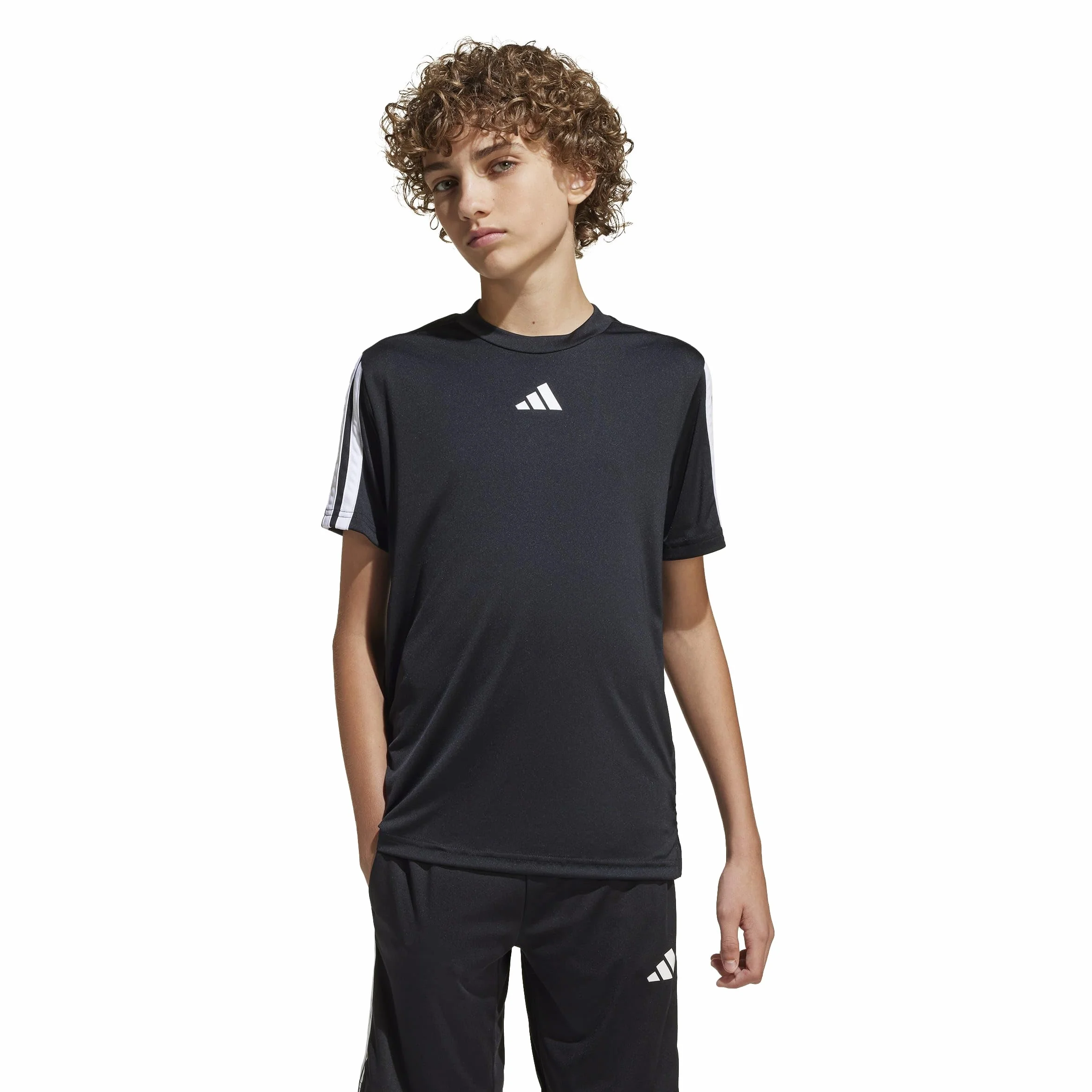 adidas Niños Train Essentials 3-Stripes Shirt Black White 13-14 Years