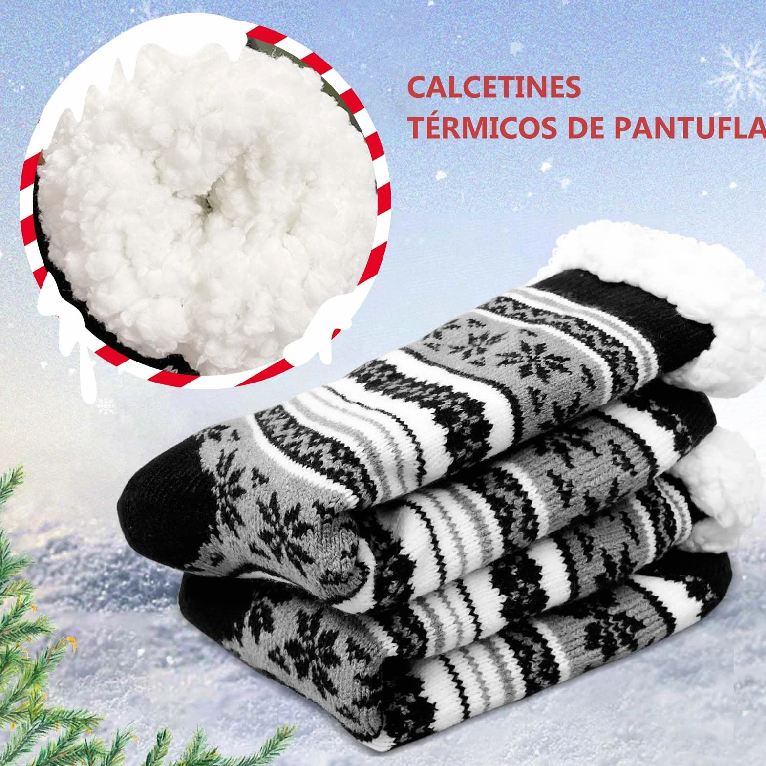 LOFIR Men's Fluffy Slipper Socks Thick Thermal Warm Winter Non-Slip Fuzzy Fleece Lined Soft Grip Cosy Novelty Stocking Christmas Gifts Bed Home 1 Pair Size 6-11