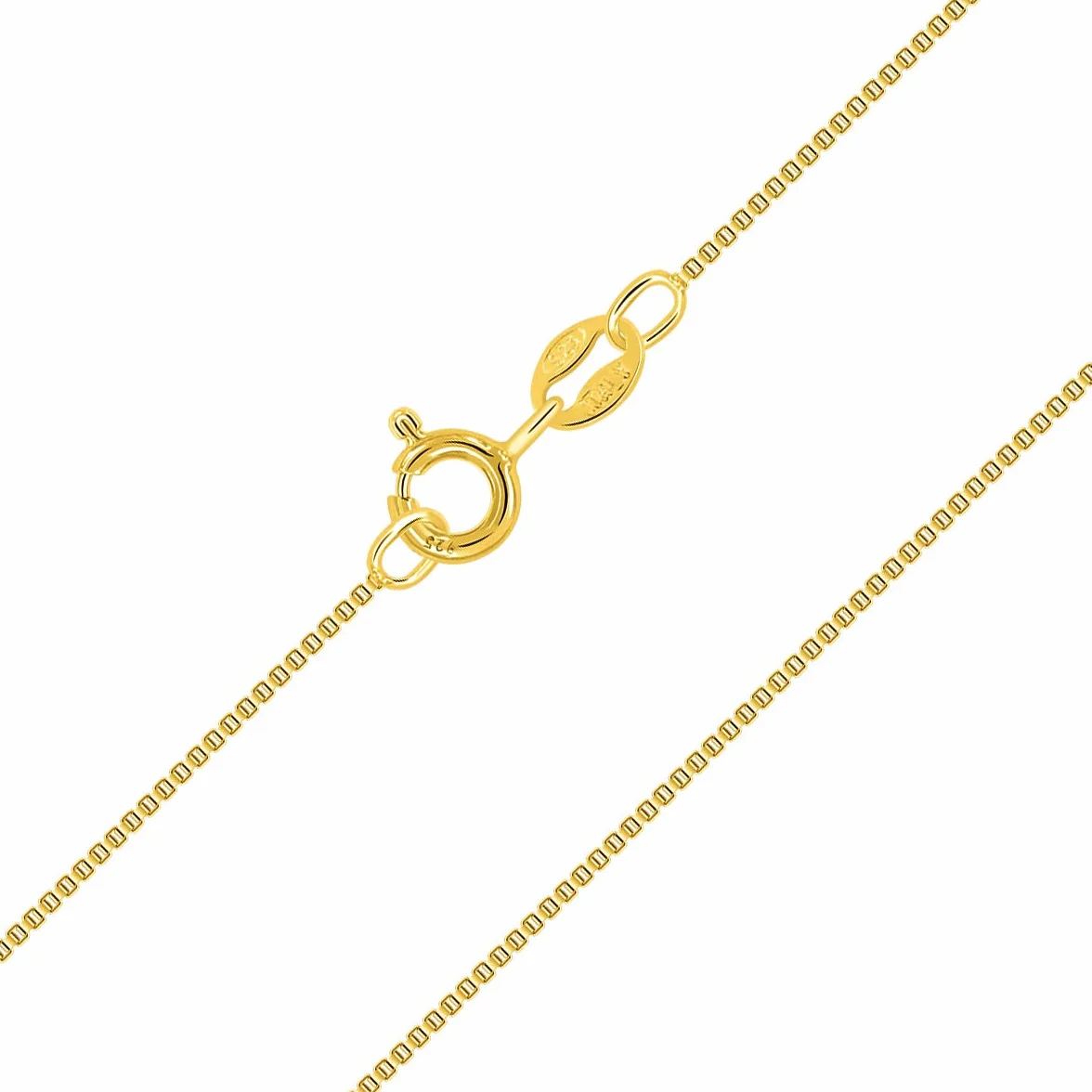 Cadena de Plata de Ley 925 Chapado en Oro 18K para Niños Malla Veneciana 1 mm 32-40 cm