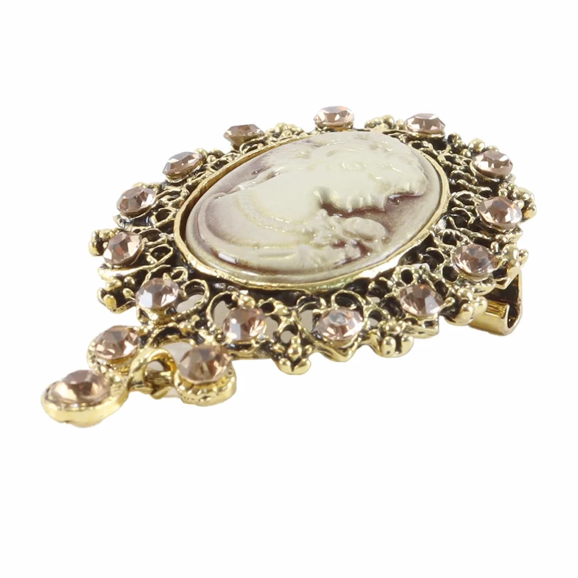 Broche colgante victoriano vintage camafeo metal 3,5 x 5 cm
