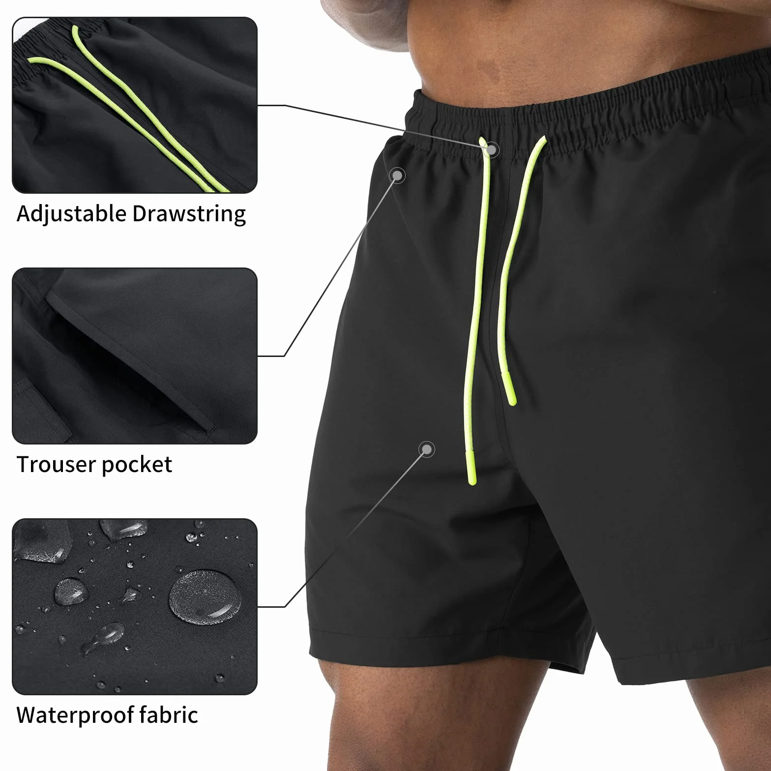 EDOTON Bañadores Hombre Pantalones Cortos de Baño Ligeros Secado Rápido Cintura Ajustable Bolsillos Natación Surf Informal