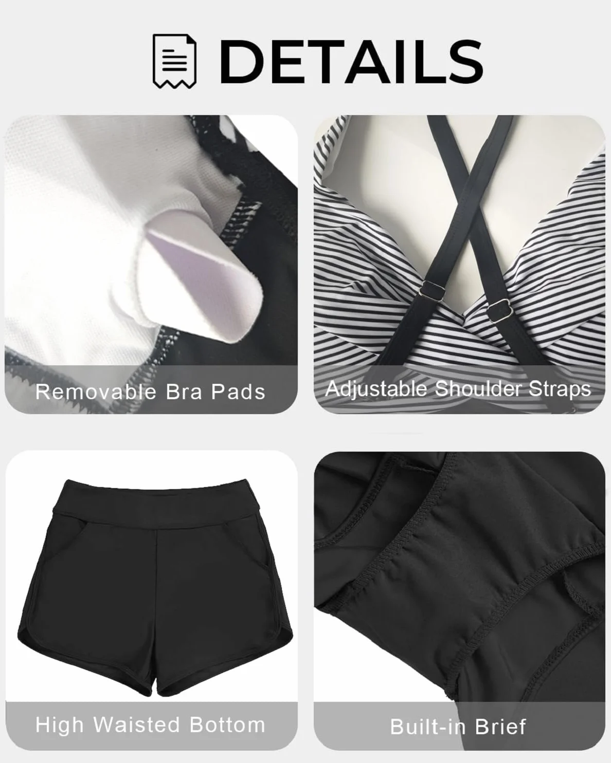 CheChury Tankini Mujer Cintura Alta 2 Piezas Reductor Vientre Plano Bañador Push Up Cuello V