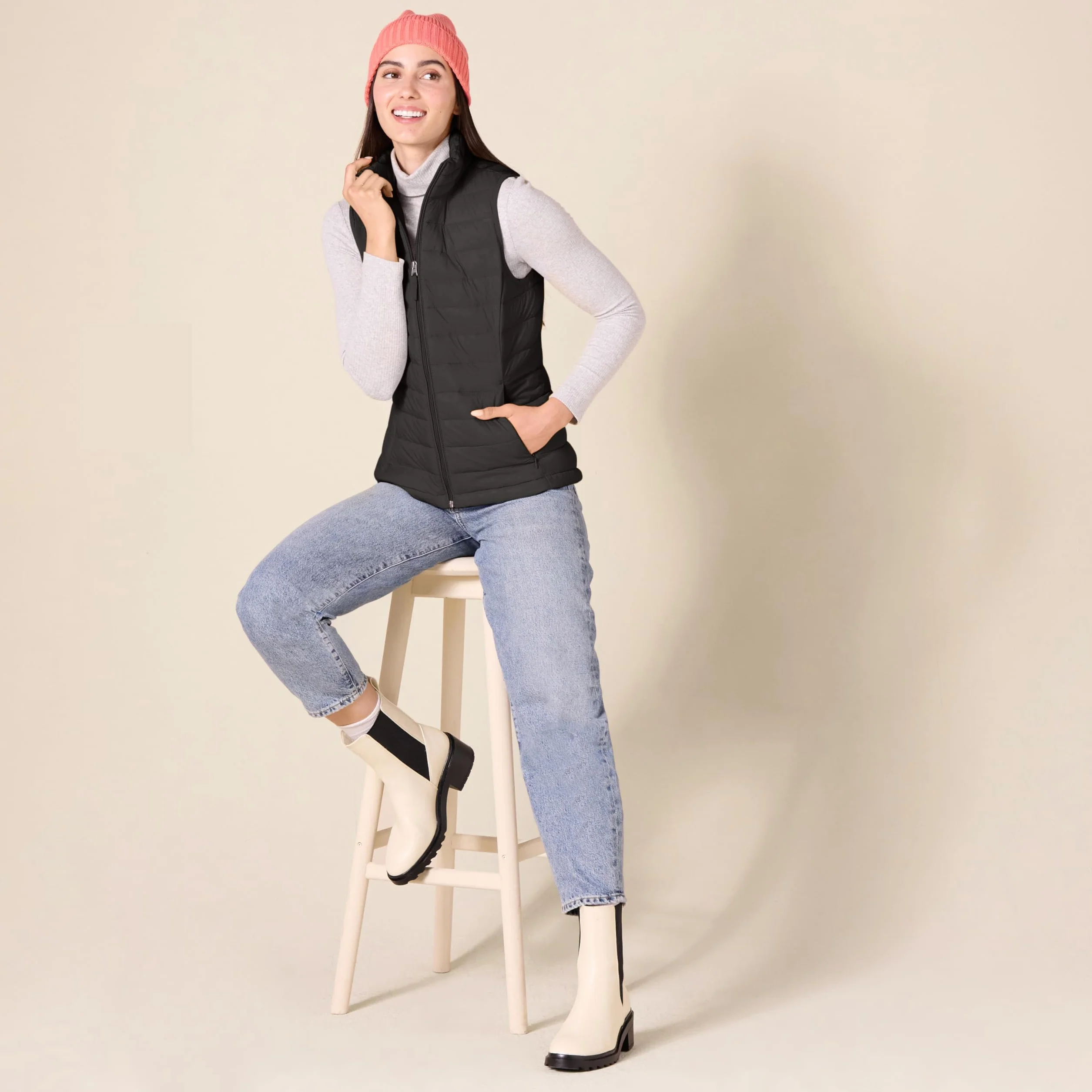 Amazon Essentials Chaleco Plumífero Plegable Resistente a la Lluvia Mujer