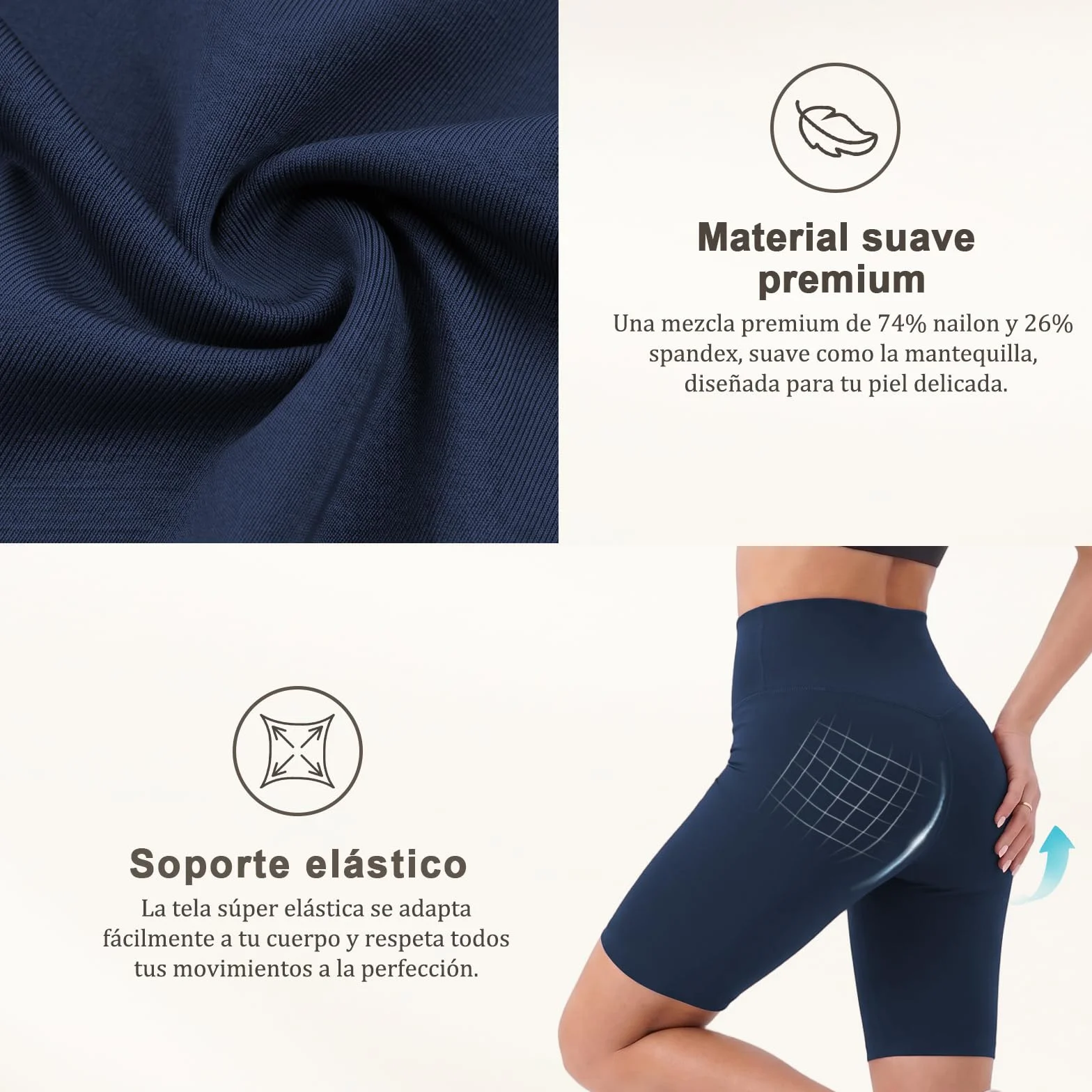 HYCOPROT Pantalones Cortos Deportivos Mujer Cintura Alta Push Up Elevador Glúteos Sin Costura Transpirable Secado Rápido Shorts Leggings de Compresión Yoga