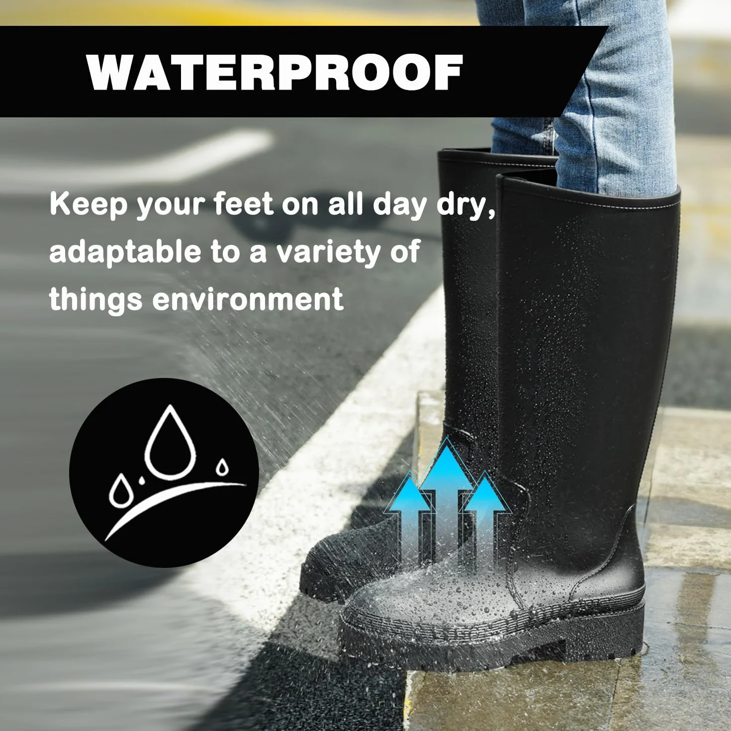 Lvptsh Botas de Agua Mujer Altas Caucho Impermeable Zapatos de Lluvia Wellington Antideslizante