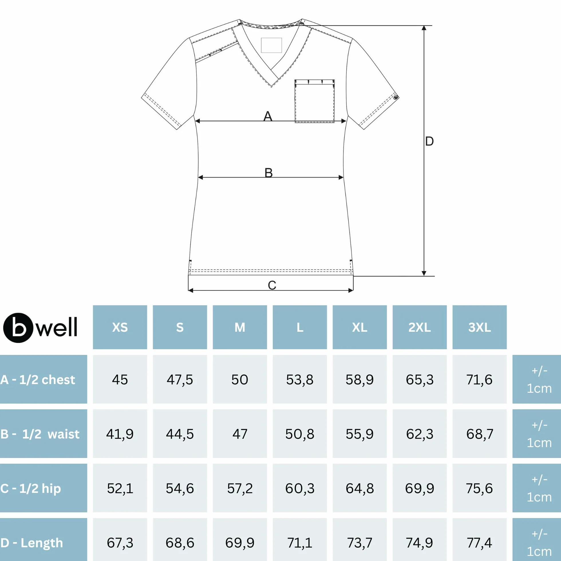 B-well Aurelia Casaca Sanitaria Mujer Antibacteriana Resistente a Olores Antiarrugas Uniforme Médico