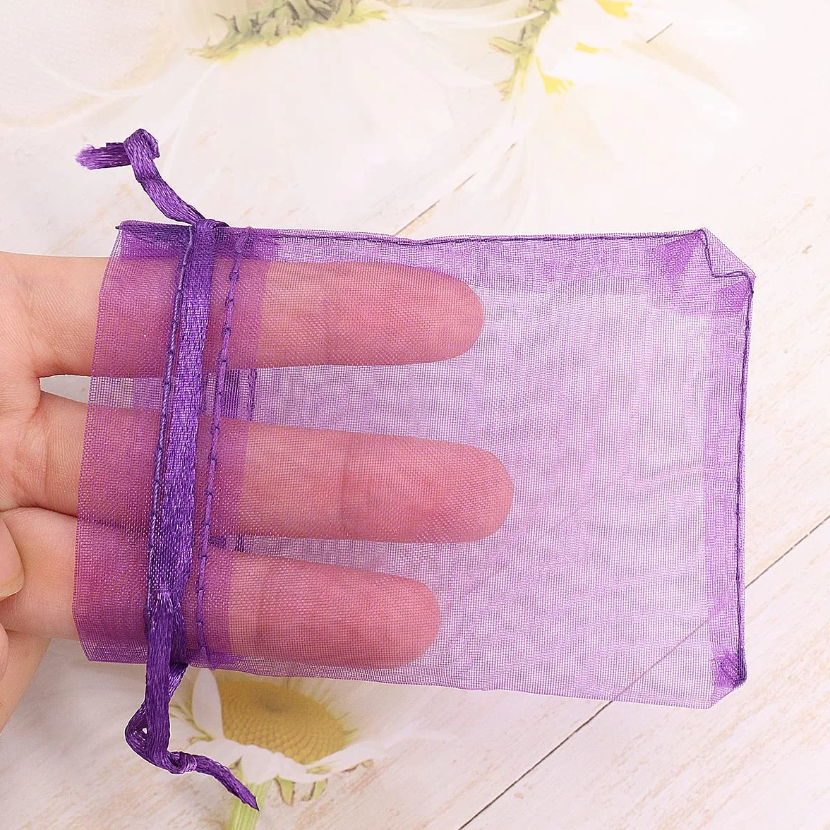 Bolsa de Organza Morado oscuro 7x9cm 100PCS Leeyunbee para Regalo Joyas Dulces