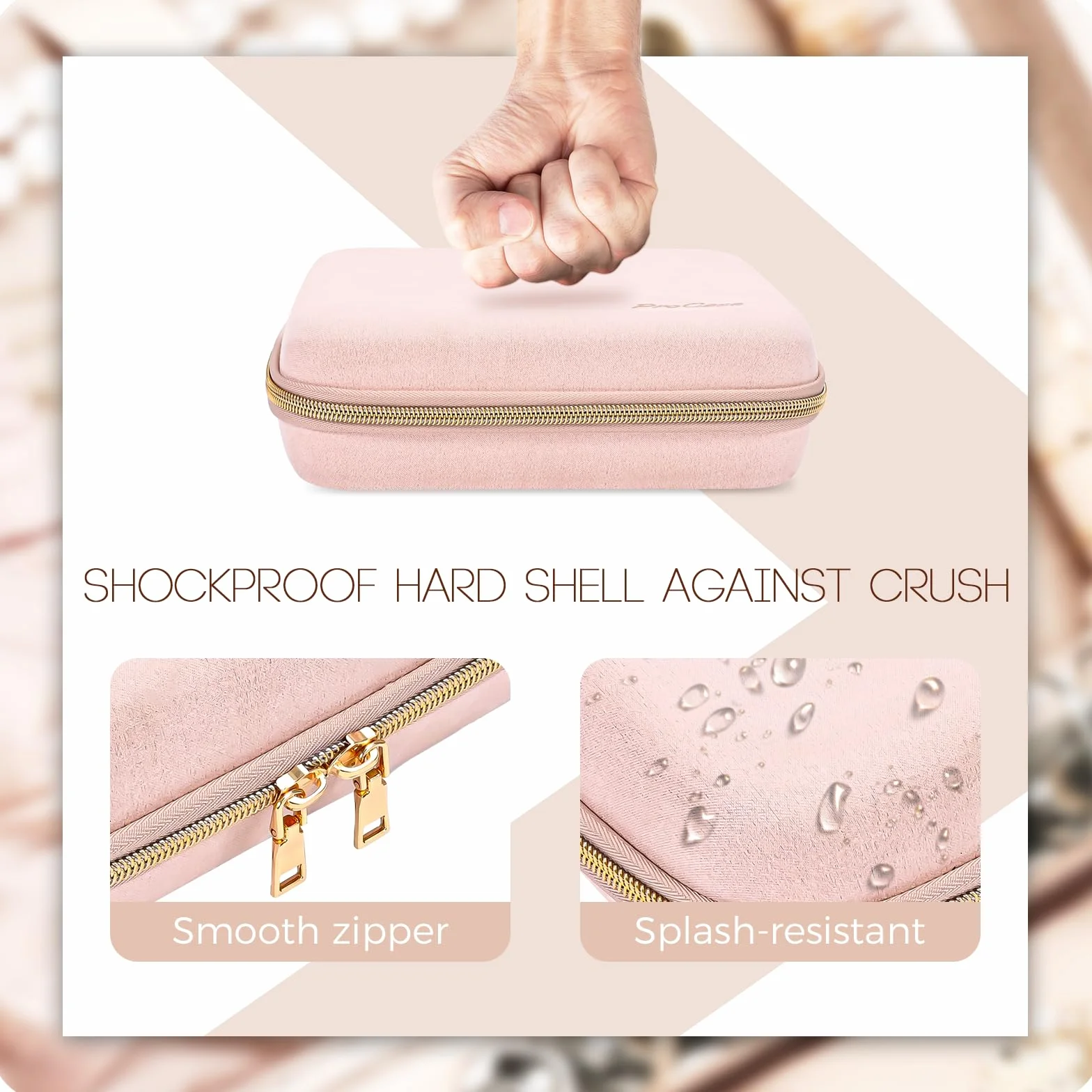 ProCase Estuche Organizador de Joyas Viaje, Joyero Portátil Cremallera Rosa Mediano