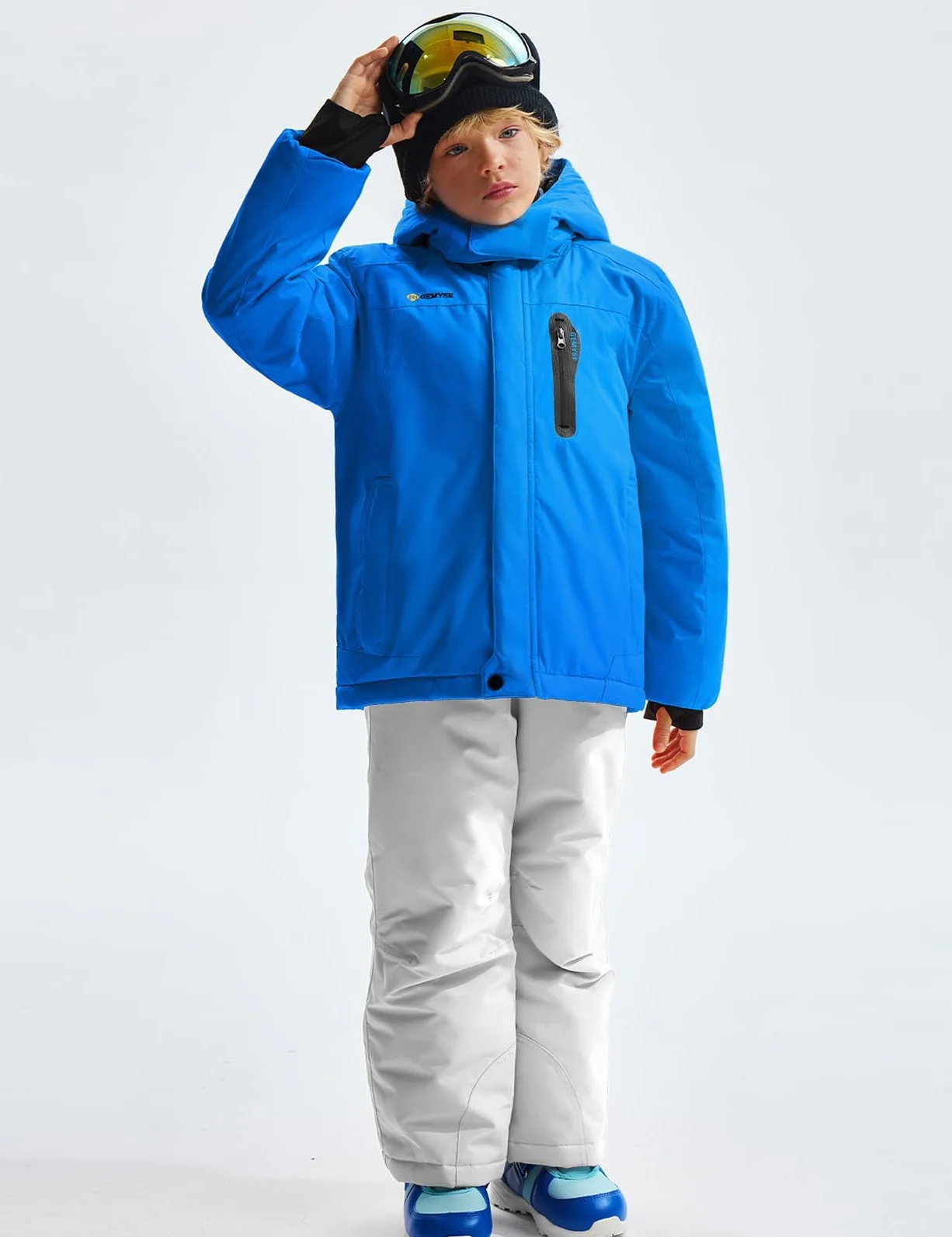 GEMYSE Chaqueta de Esquí Impermeable Niños Abrigo Invierno Antiviento Capucha