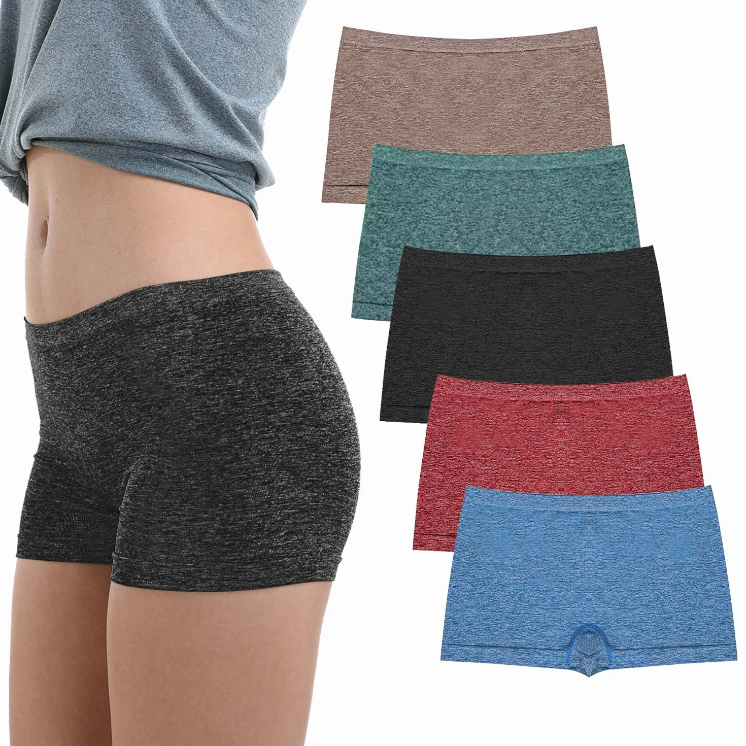 LALESTE Boxer mujer cobertura completa sin costuras suave elástico paquete 5
