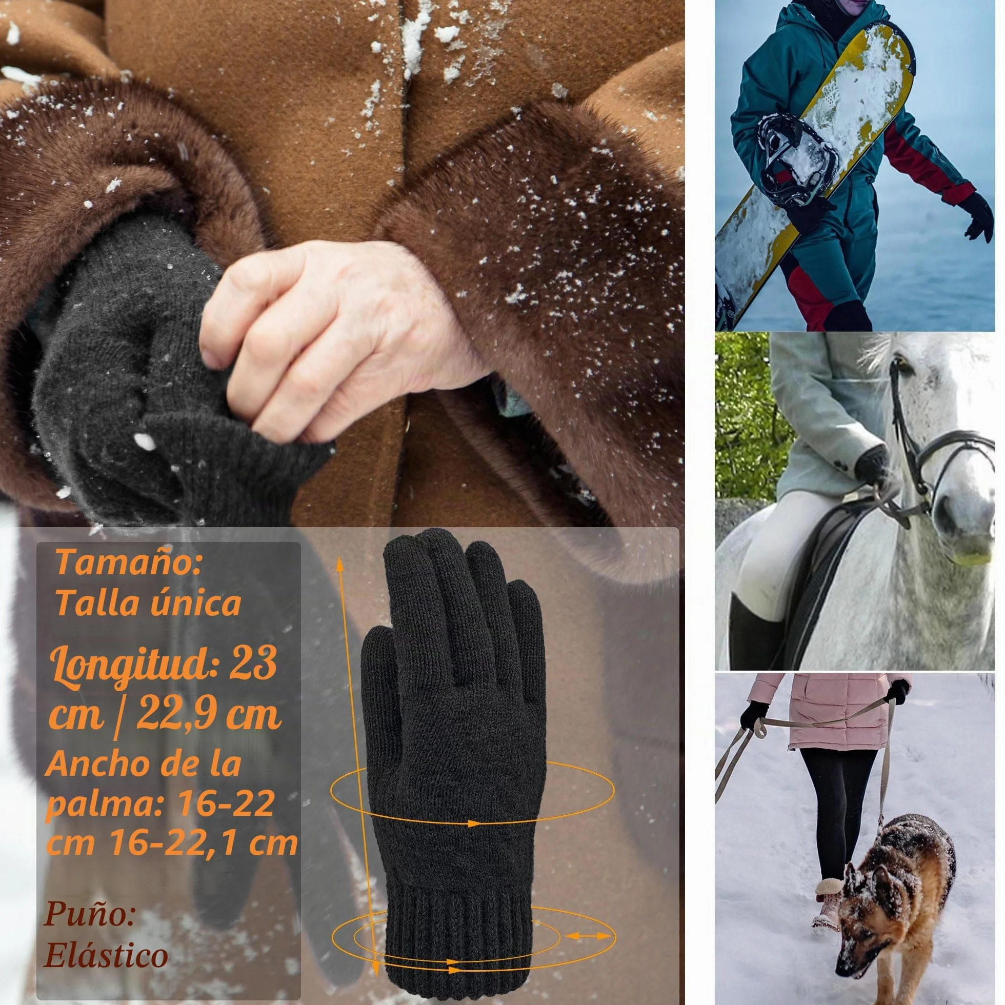 Guantes termicos Invierno Pantalla Tactiles Lana Forro Cálido Cable Tejido Resistente al Viento Guantes de Teléfono para Movil Esquiar Ciclismo Conducir