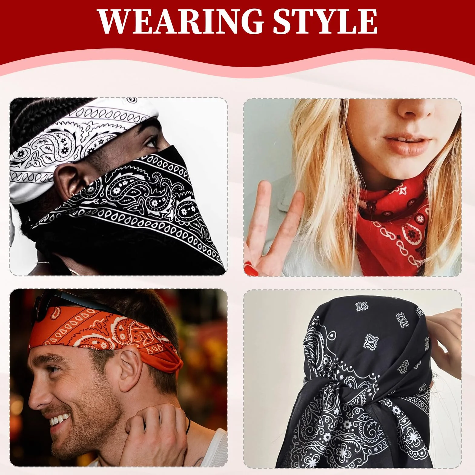 3 Piezas Bandana Hombre y Mujer, Multifuncional Pañuelos Cabeza, Bandana Deporte, Pañuelo Cara Elástico, Transpirable, Cuello para Moteros, Pesca Accesorios, Calva Disfraz
