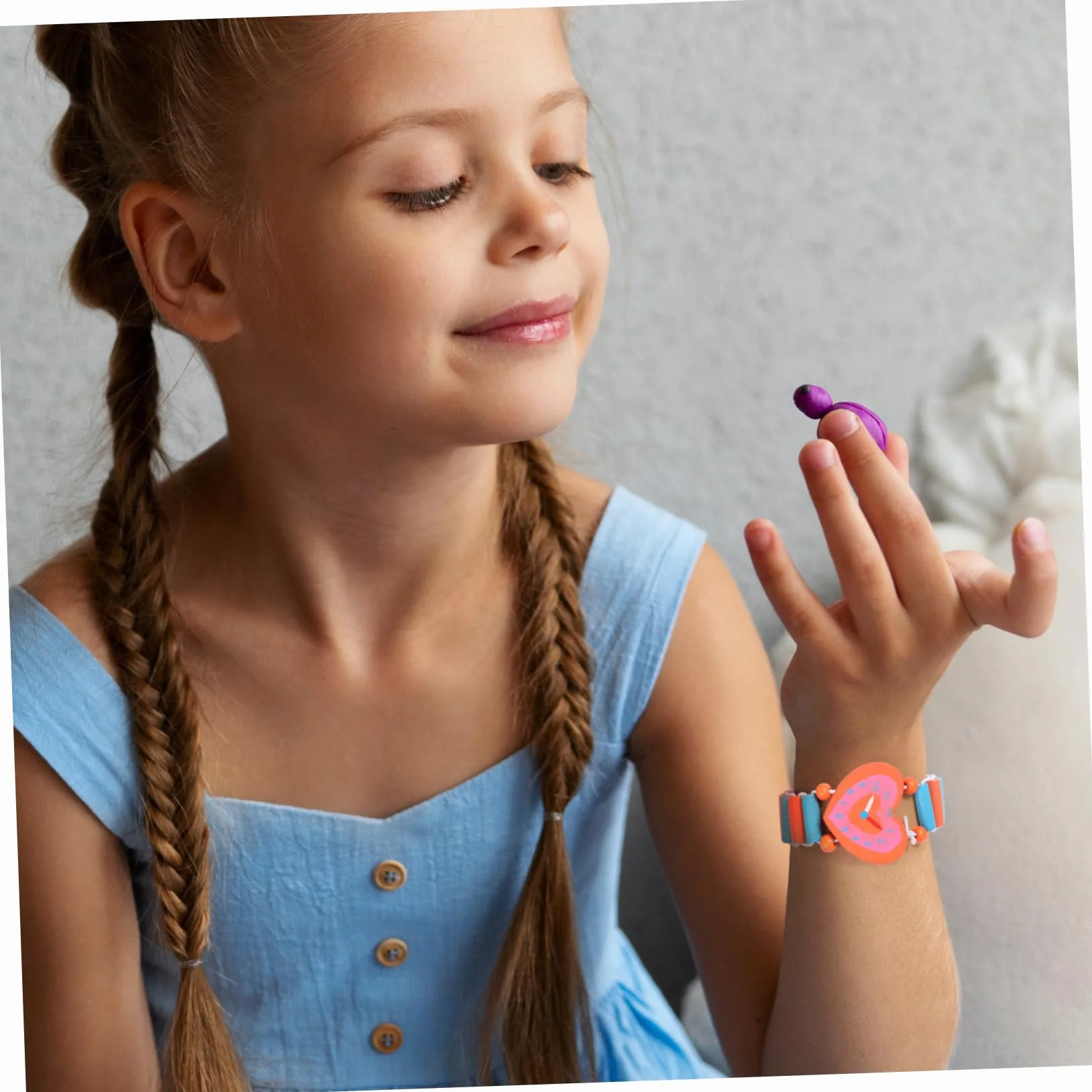 Holibanna 4 Piezas Reloj de Madera para Pulsera de Dibujos Animados Juguete Creativo