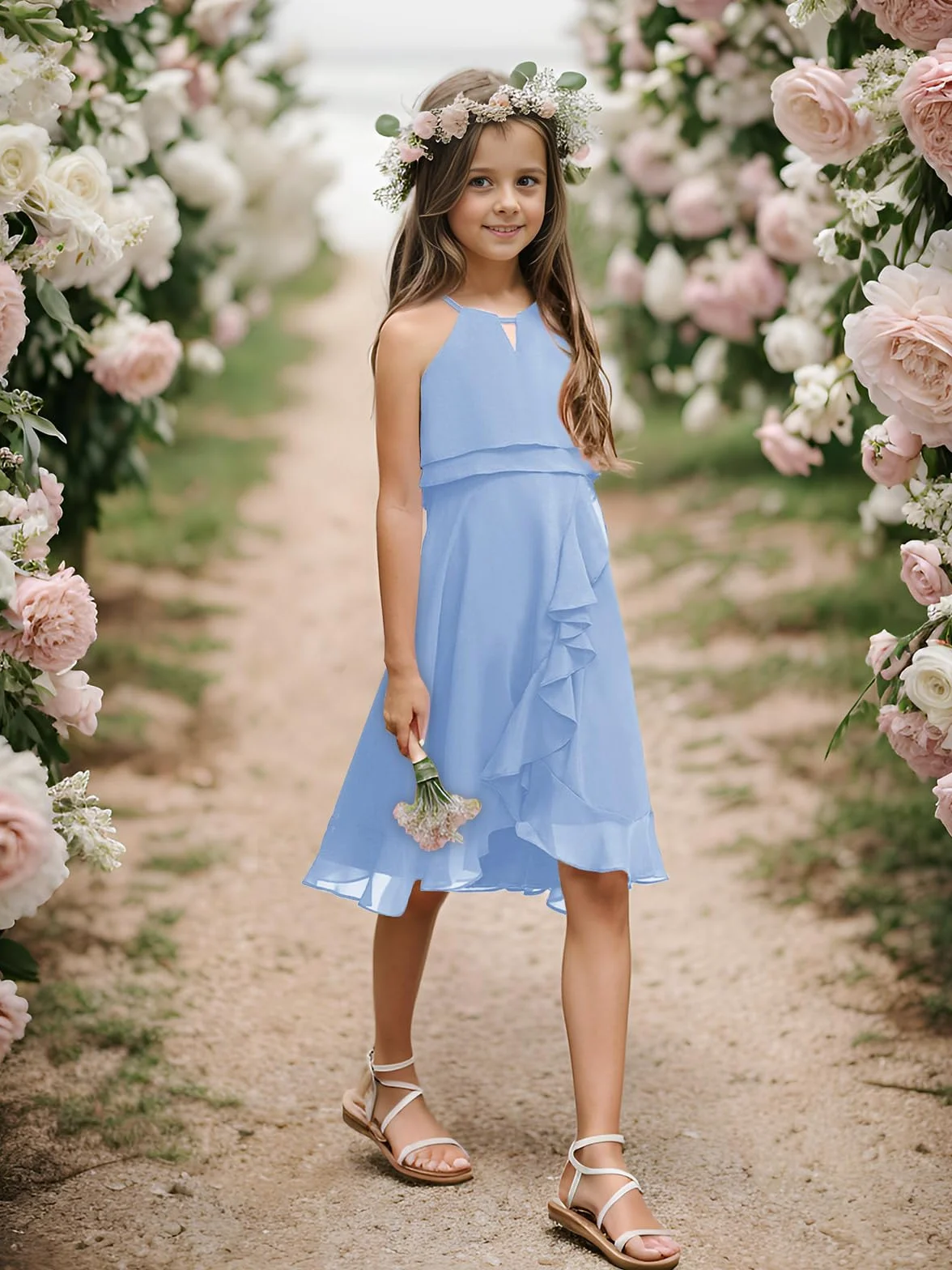 Vestido de fiesta de verano para niña sin mangas de princesa dama de honor boda