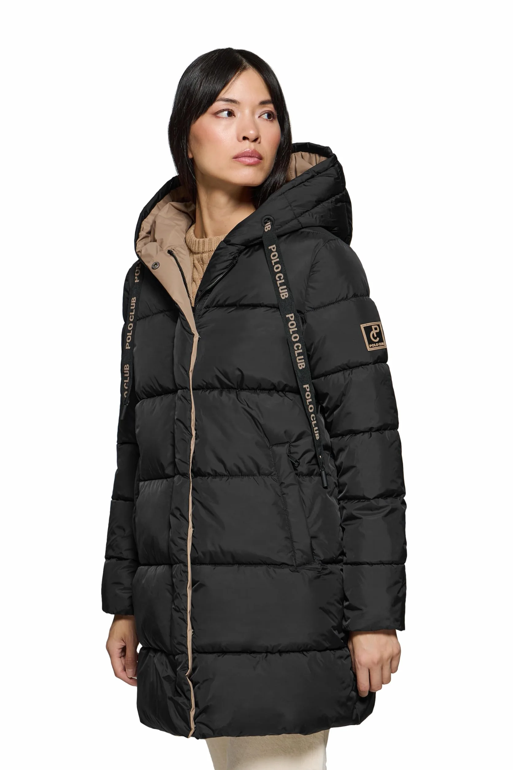 Polo Club Abrigo Reversible Mujer Capucha Fija Chaqueta Invierno