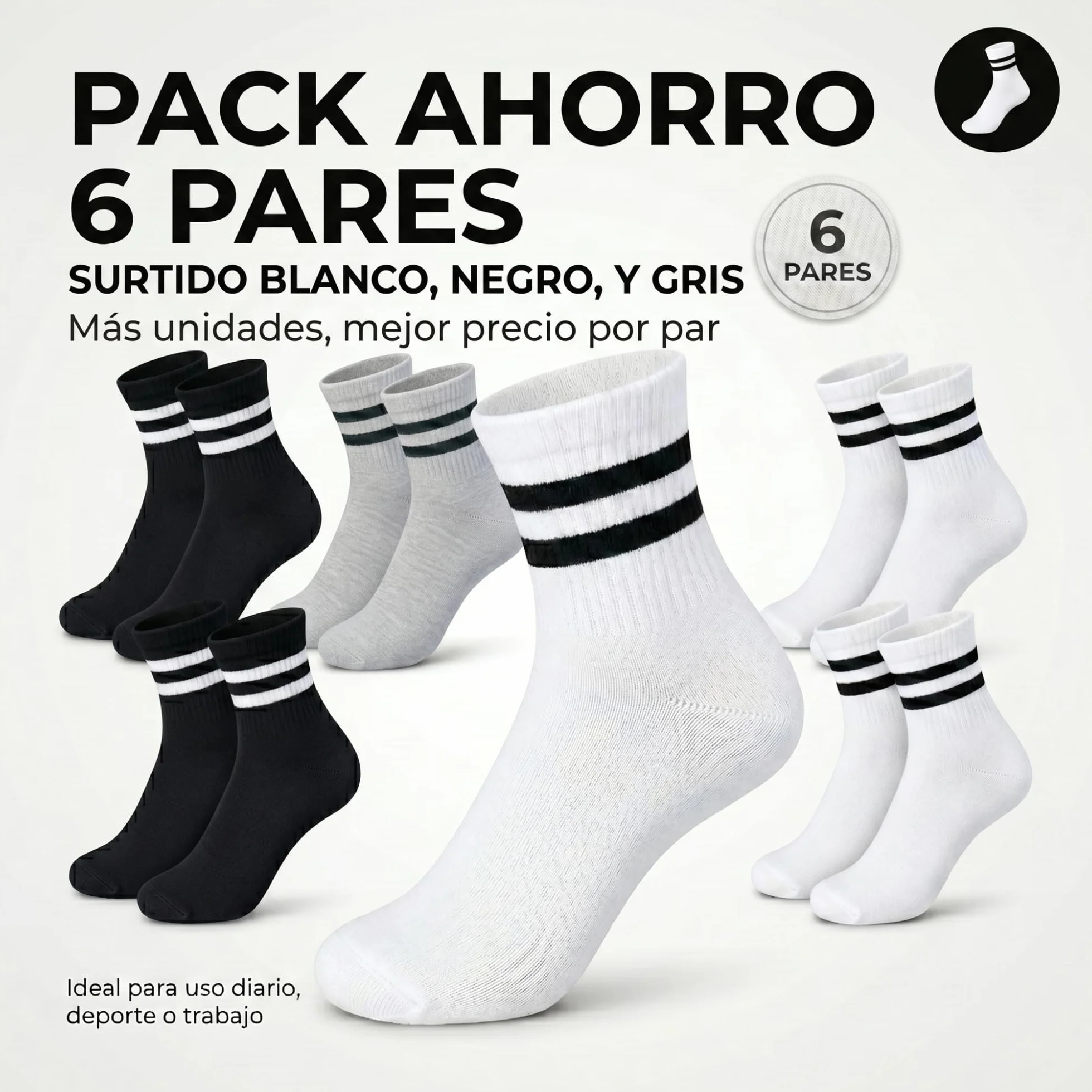 Calcetines Deporte Algodón Transpirables Running Gym Fitness Hombre Mujer