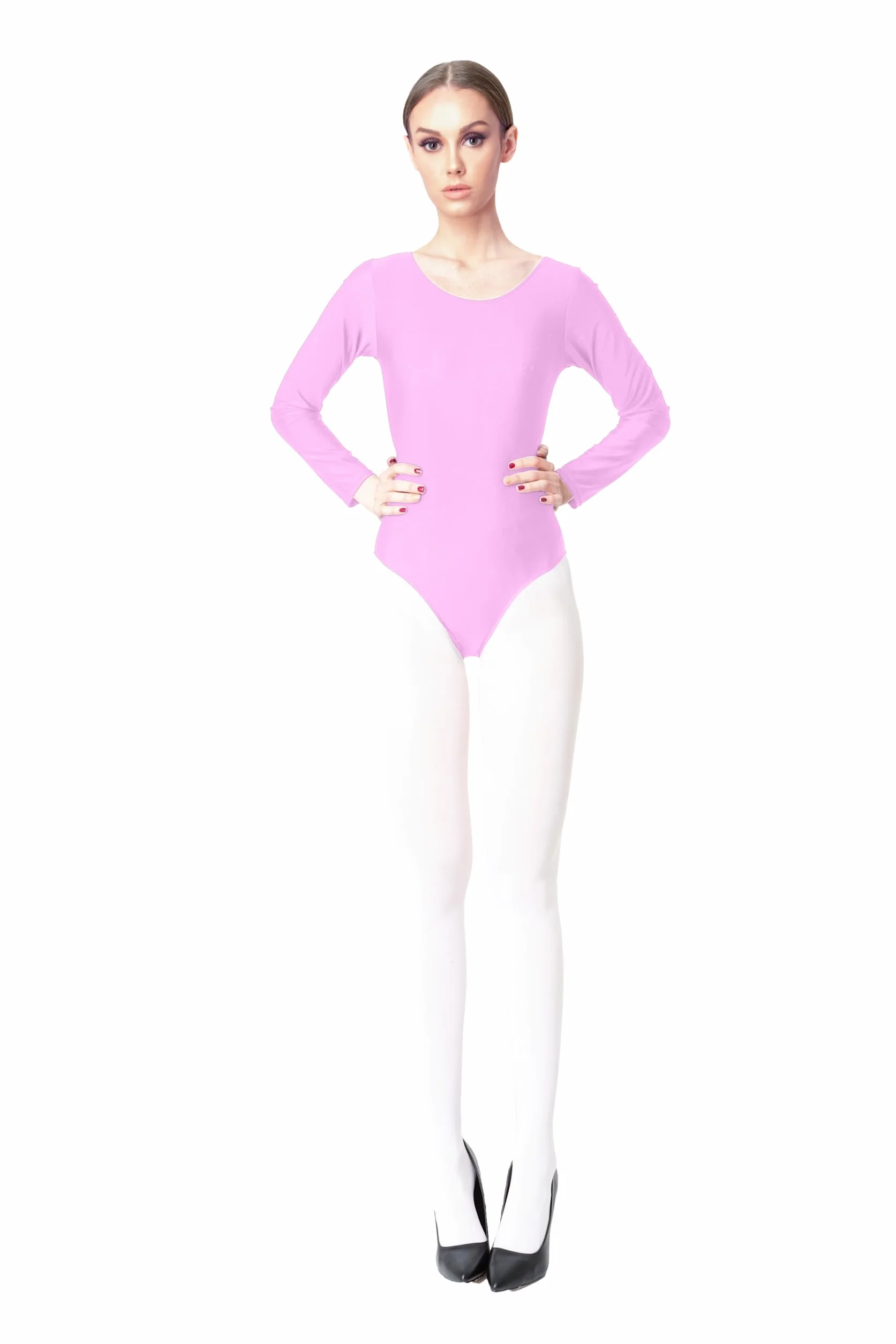 Carnavalife Bodysuit Maillot Ballet Mujer Manga Larga Cuello Redondo Danza Niña Bailarina Gimnasia