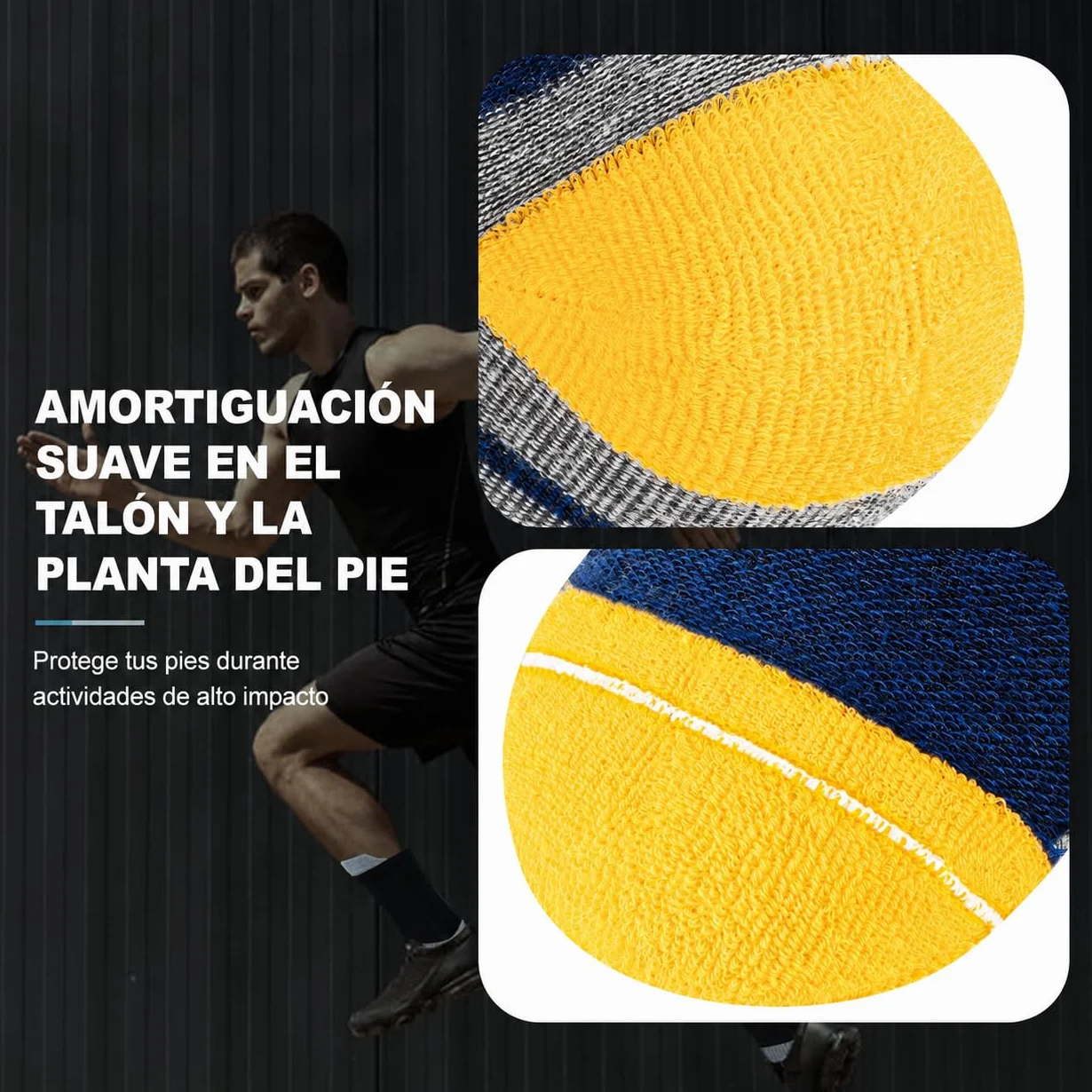 Niofind Calcetines Hombre, 6 Pares Calcetines Deporte Algodon, Anti-Ampollas, Anti-Olor, Absorbentes De Sudor, Transpirables, Calcetines Running Con Acolchado Para Correr, Trabajo, Ciclismo