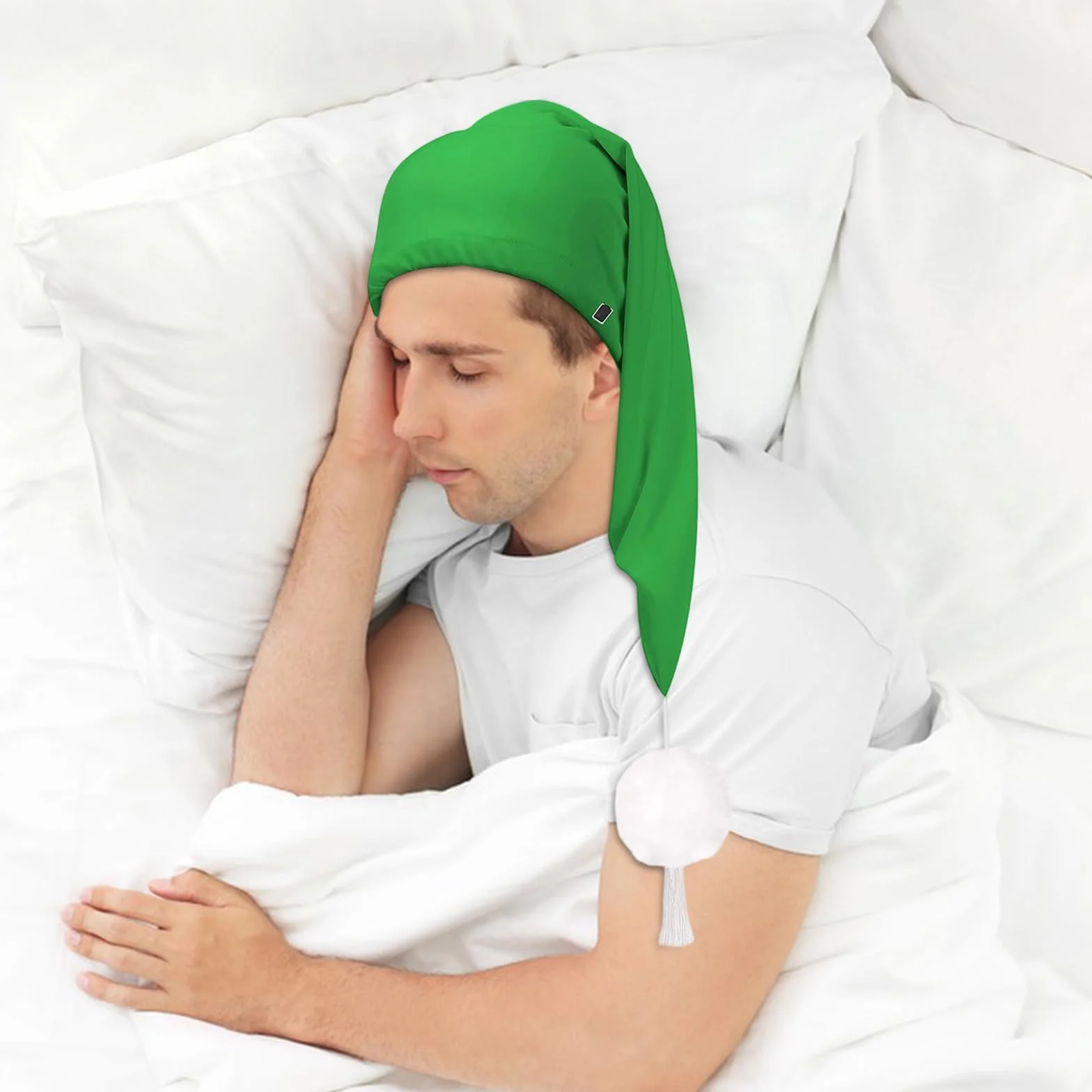 Gorro de Dormir Hombre Mujer con Pompón, Gorro de Enano para Fiestas Temáticas, Carnaval, Navidad