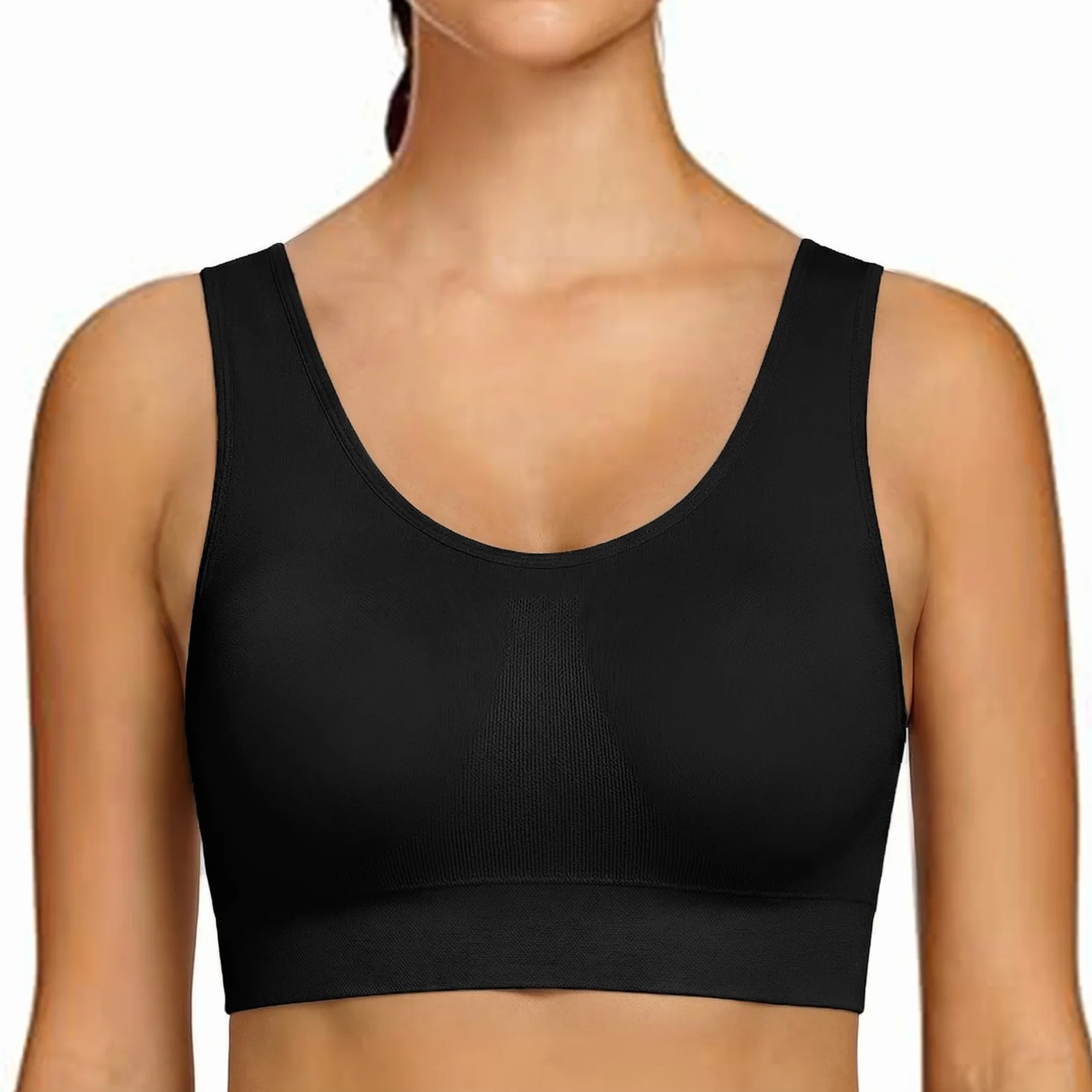 Sujetador Deportivo Mujer Medio Impacto Push Up Sin Costuras con Relleno y Aros Transpirable para Running Yoga