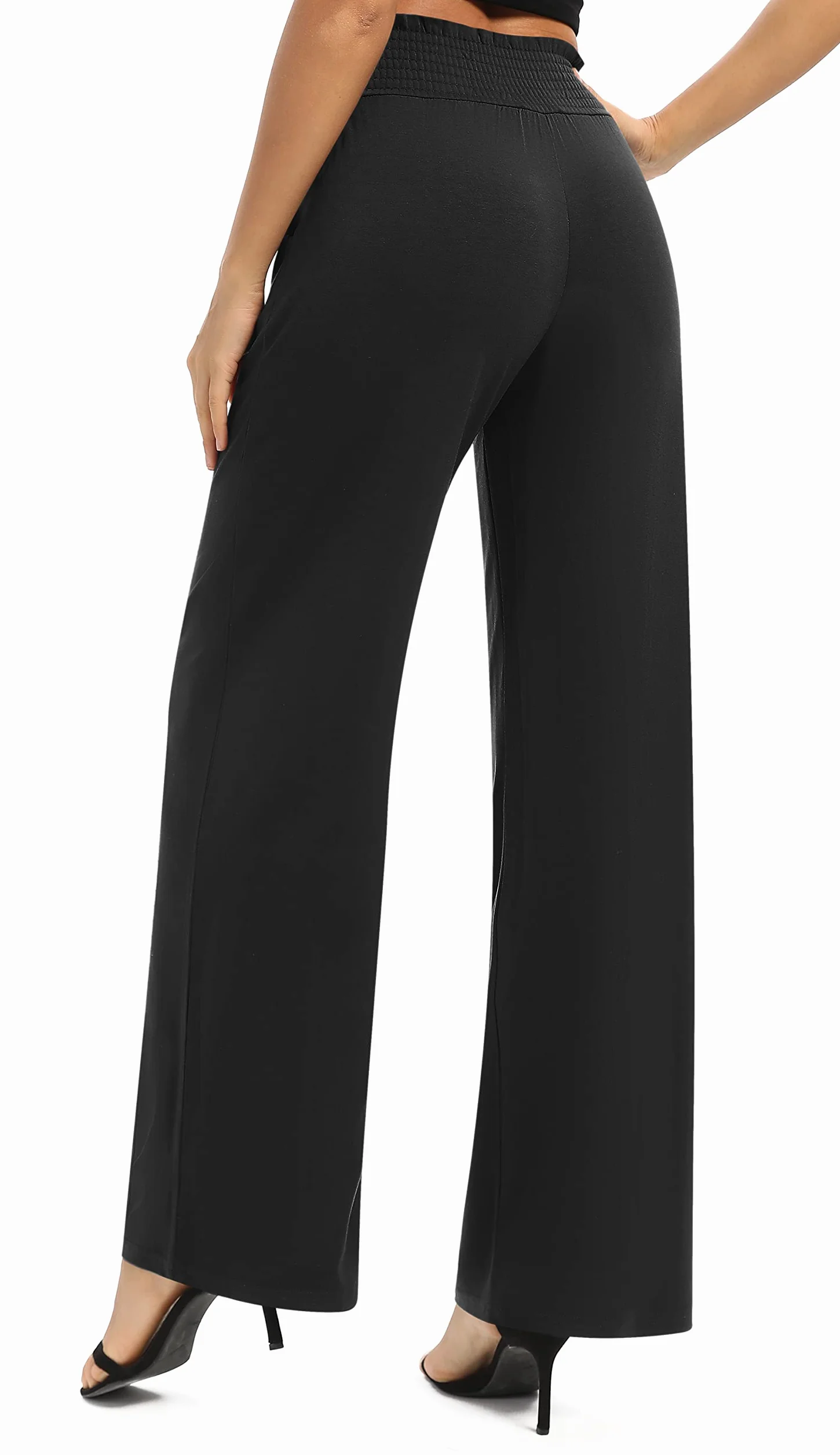 Pantalones Palazzo Pierna Ancha Elástico Cintura Yoga Mujer