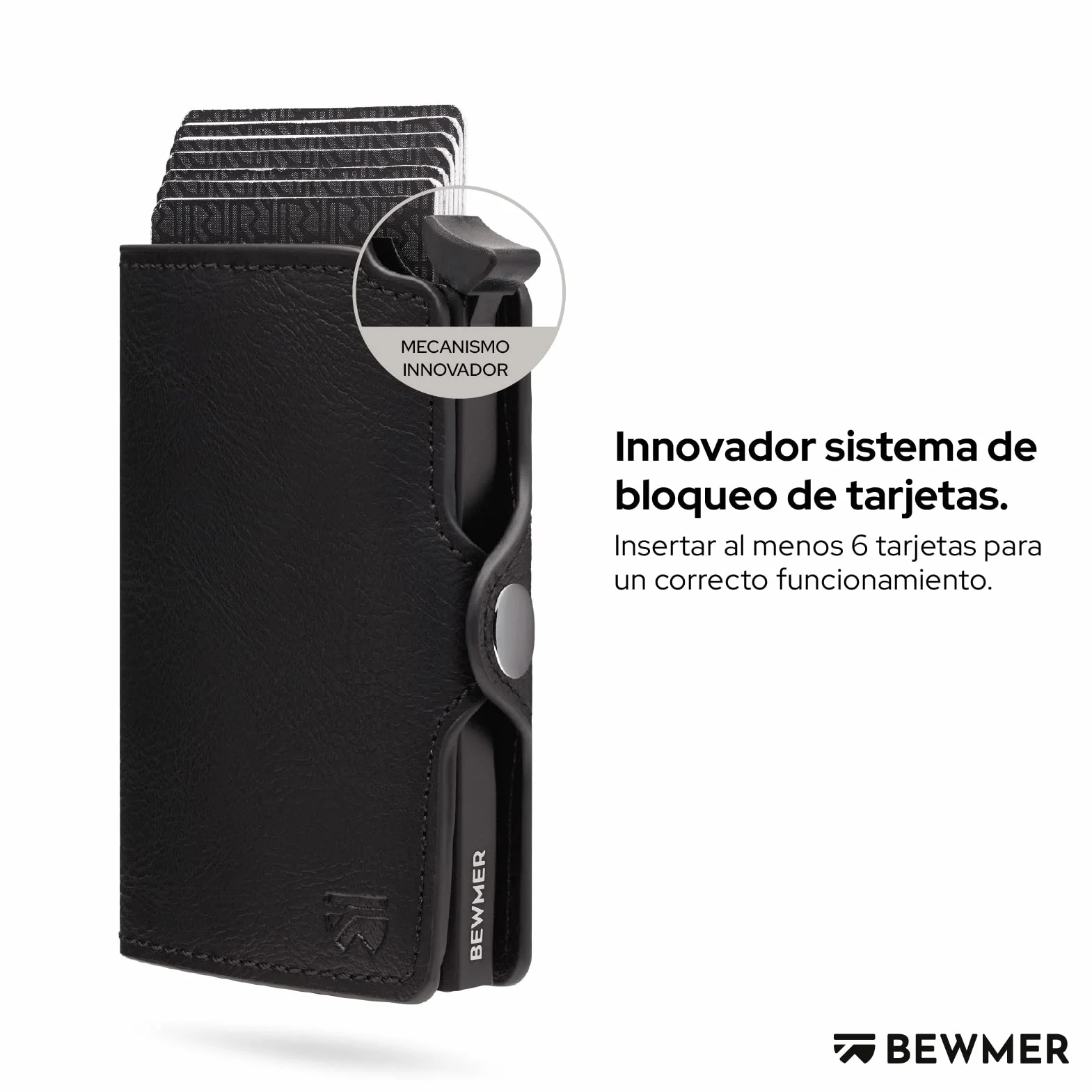 BEWMER Billetera Pequeña con Protección RFID y Clip de Fibra de Carbono