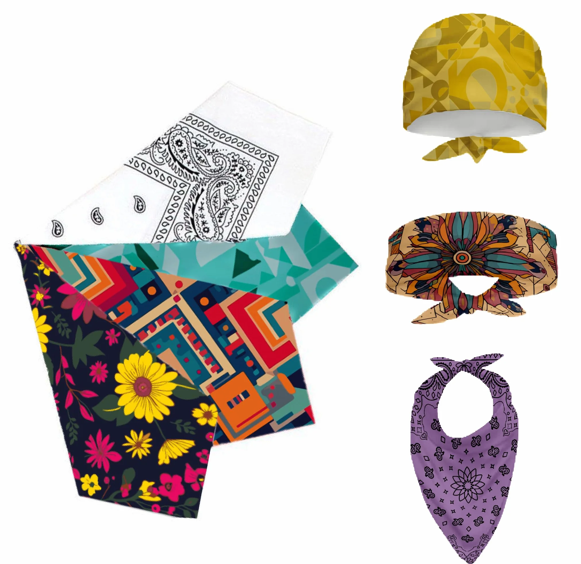 Pañuelos Personalizados de Poliester Para Hombre Y Mujer Bandanas Para Cabeza Cuello O Evento Personalizable