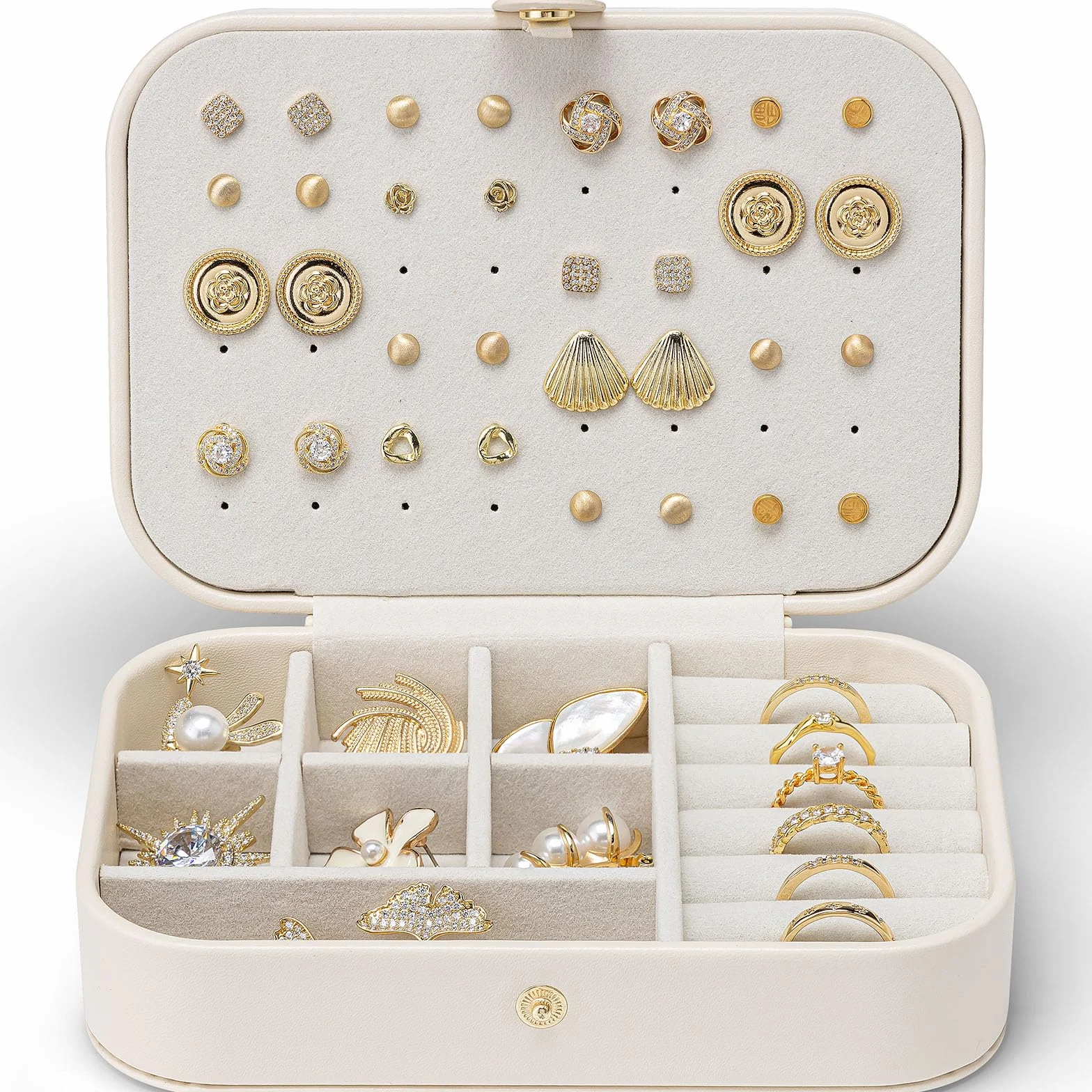 VLANDO Joyero de viaje pequeño, organizador de joyas para pendientes, estuche de viaje para mujeres