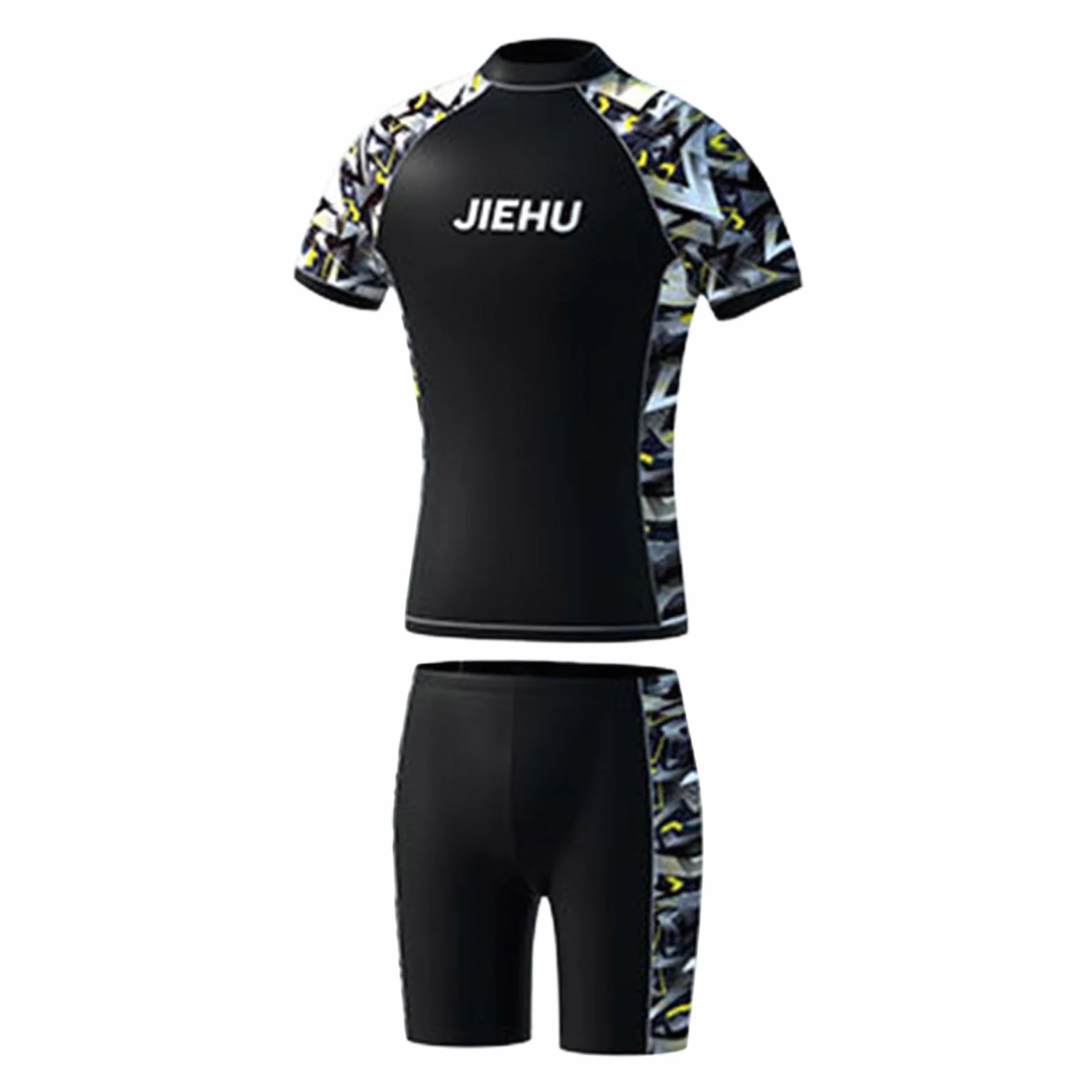 Traje de Baño Hombre Surf 2 Piezas Ajustado Bañador Camiseta Manga Corta Natacion Deportivo