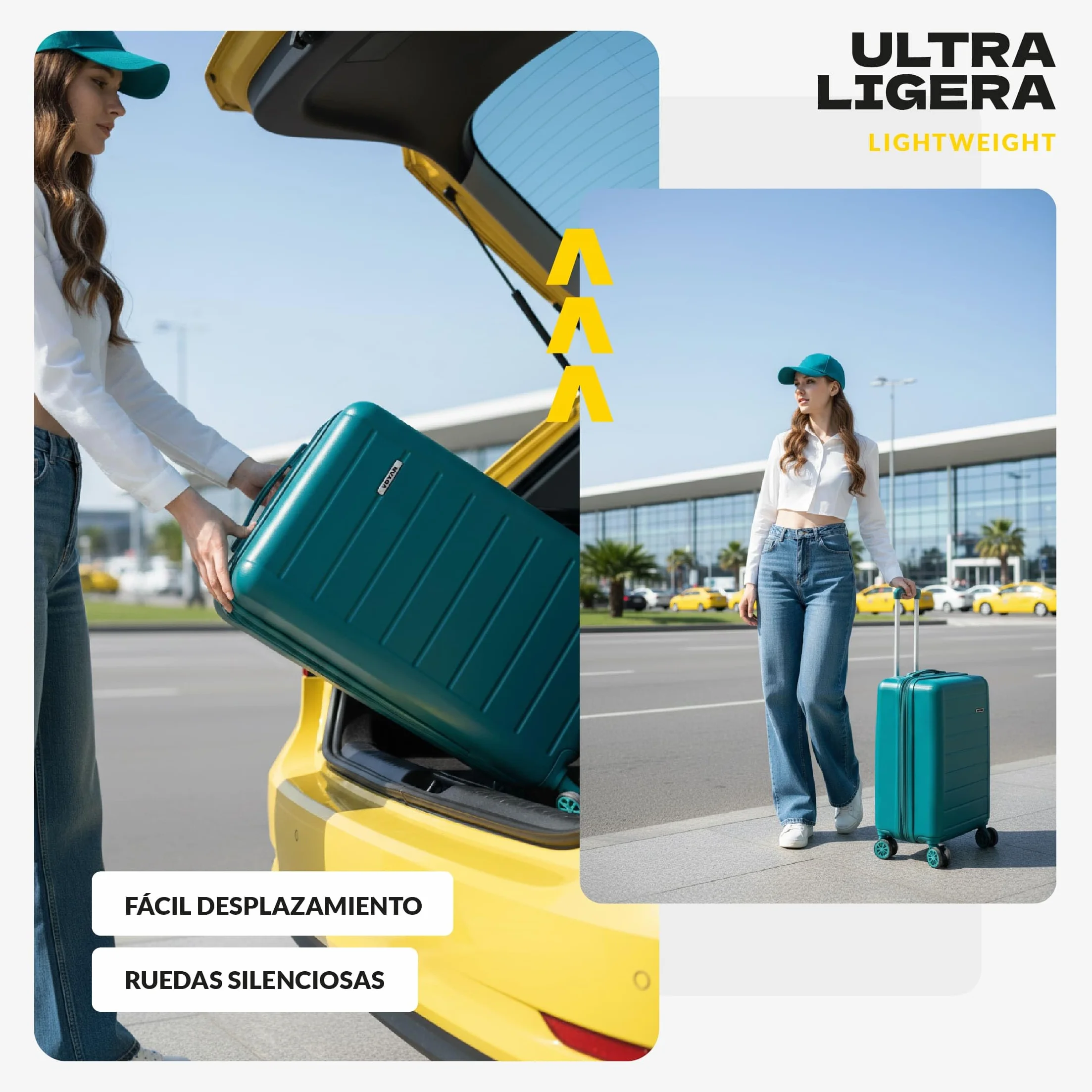 VOYAN Maleta Grande 23kg SDR Gris 68x46x28 Expandible, Trolley Rigido ABS Ligero 4 Ruedas 360°