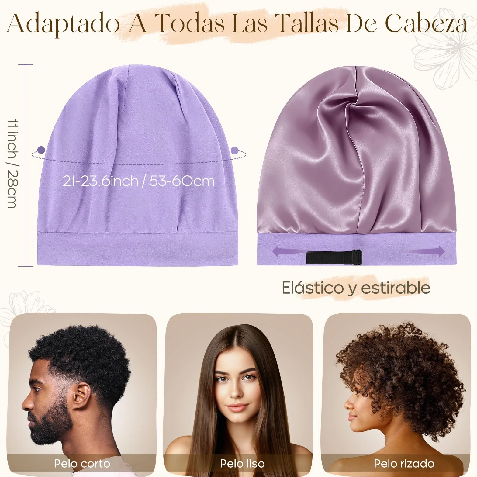 Gorro de Dormir de Bambú Ajustable Antifrizz para Hombre y Mujer, Slouchy Beanie Suave y Transpirable