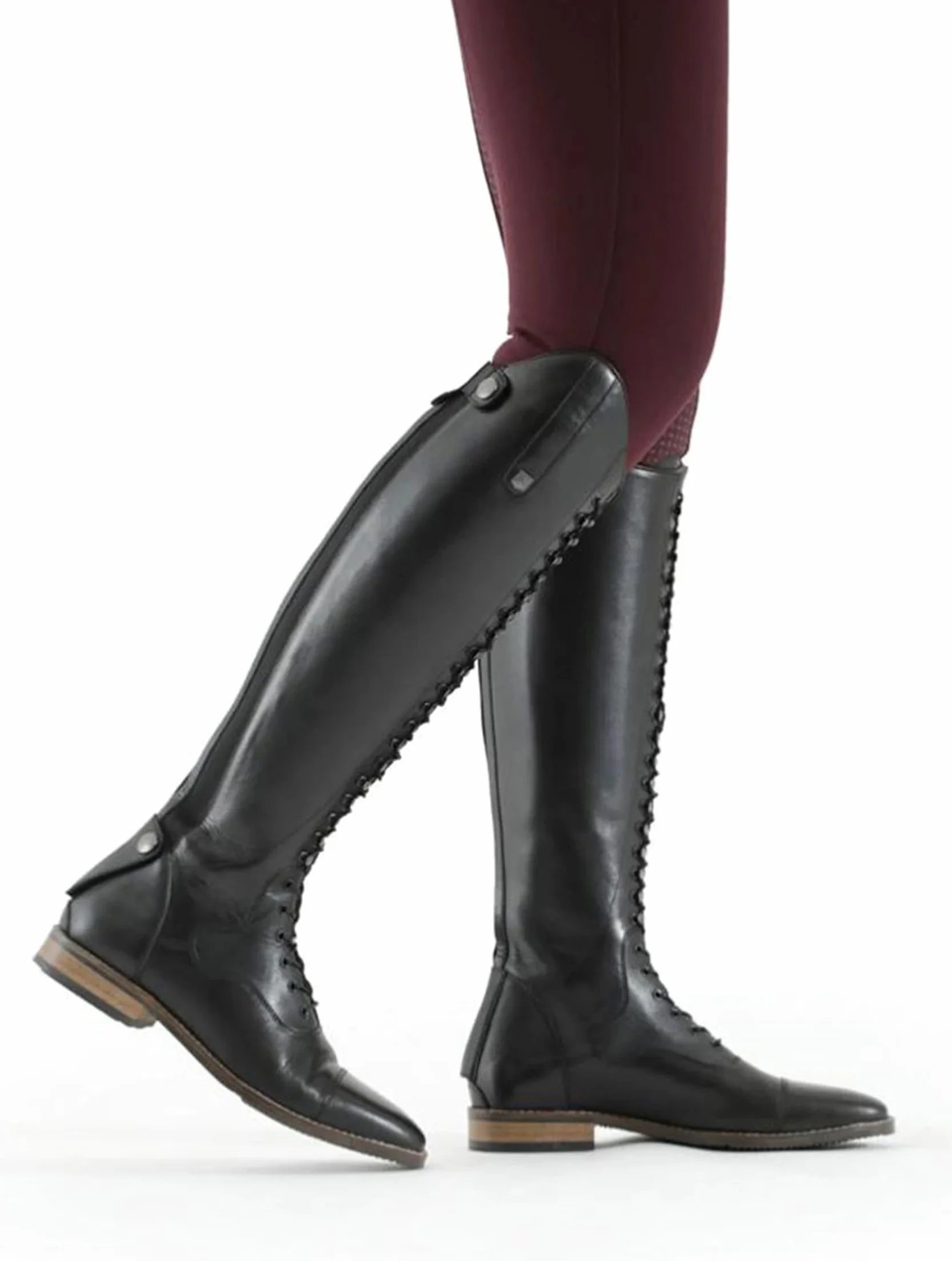 Botas ecuestres de Cuero PU Estilo Retro con Cordones para Hombre y Mujer