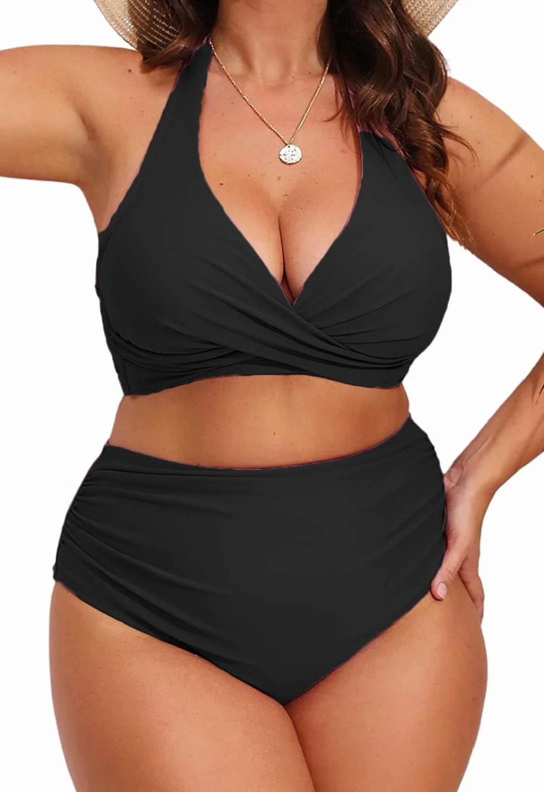 Yutdeng Mujer Bikini Talla Grande Push Up Halter Cuello V Vientre Plano Bañadores Dos Piezas Natacion Playa