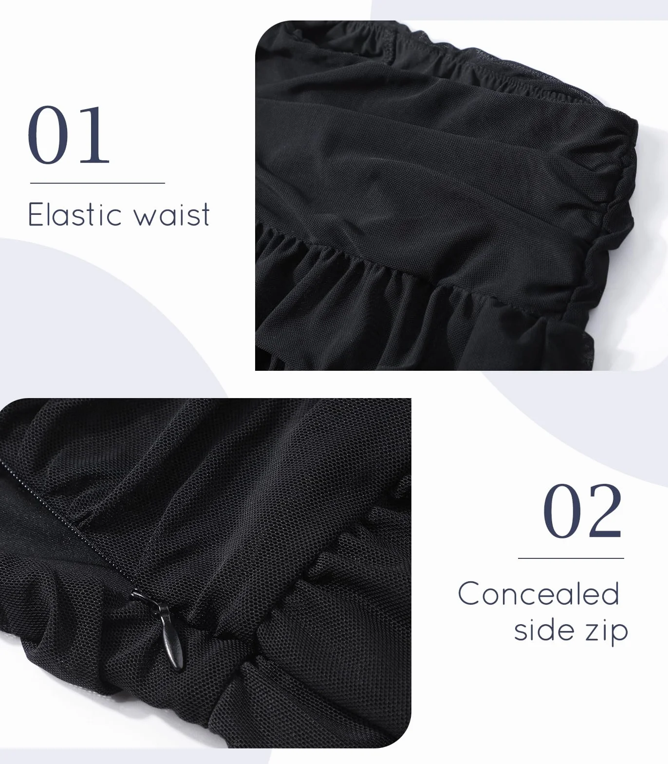 Mini Falda de Mujer Cintura Elástica Tul Capas con Pantalón Corto