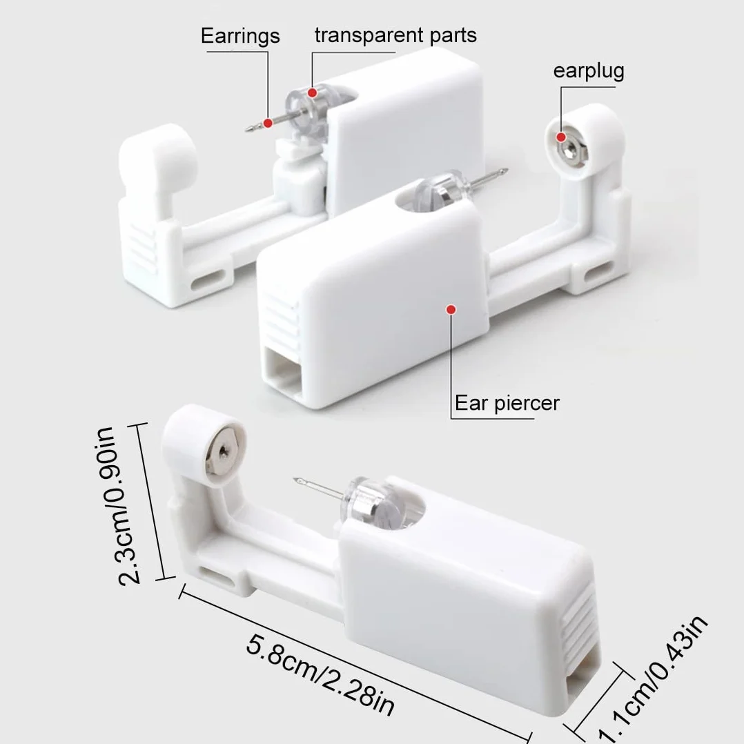 Pistolas Desechables para Piercing de Oreja Blanco Kit de Perforación sin Dolor Portátil