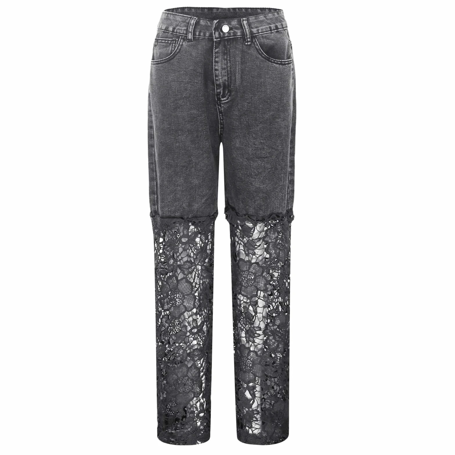 Pantalones De Verano Mujer Anchos, Pantalones Vaqueros Mujer Deporte, Ajustados EláSticos Cintura Alta con Ribete Encaje CóModos Y Calados Vacaciones Informales Pantalón Deportivo Pantalon