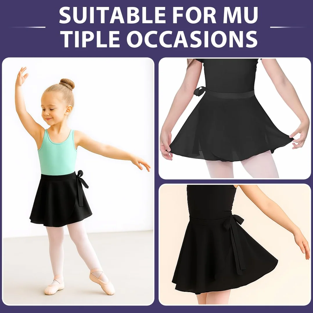 Falda de Ballet niña Chiffon, transpirable, suave, cintura ajustable, negro, gimnasia