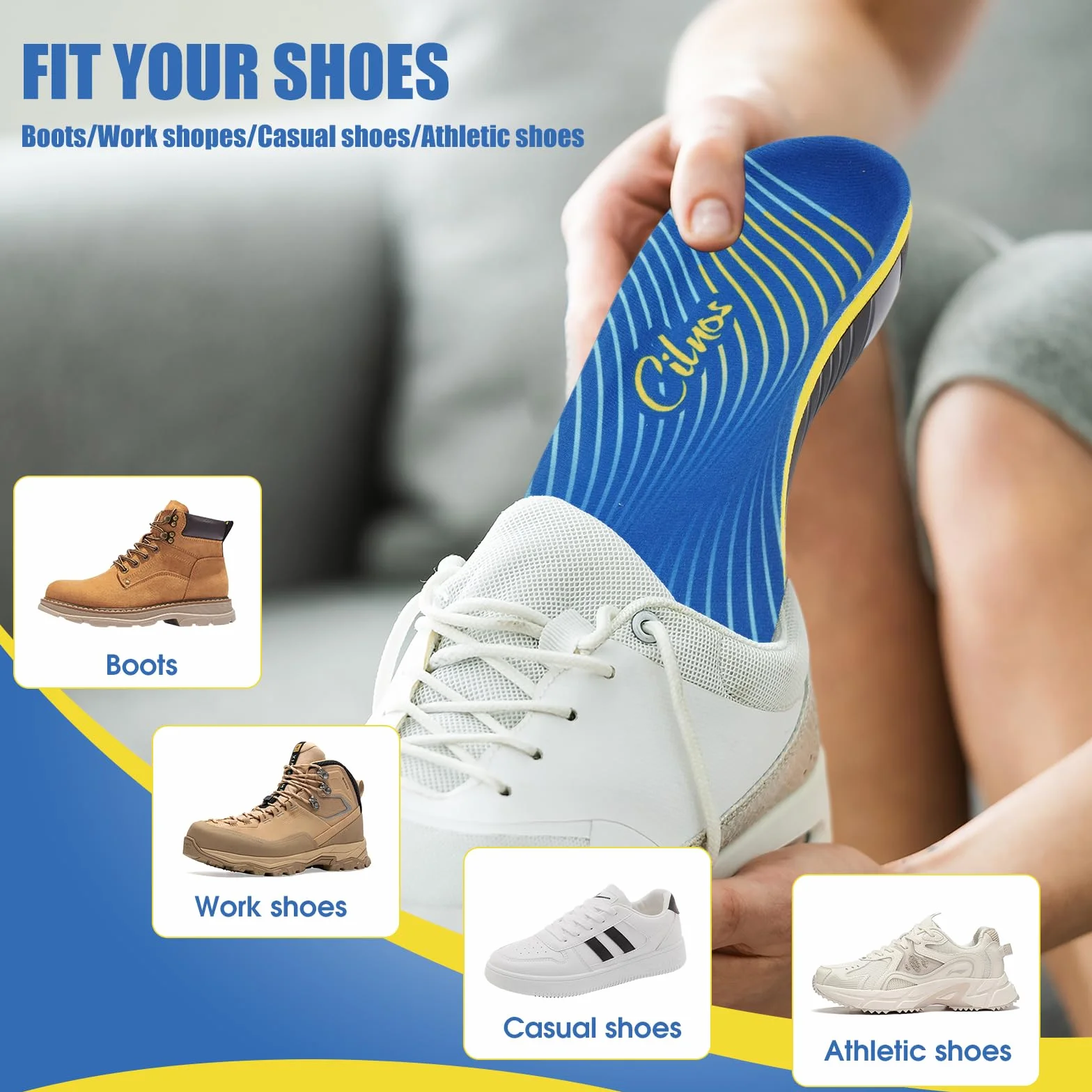 Plantillas Ortopédicas Gel para Fascitis Plantar, Hombre y Mujer, Pies Planos