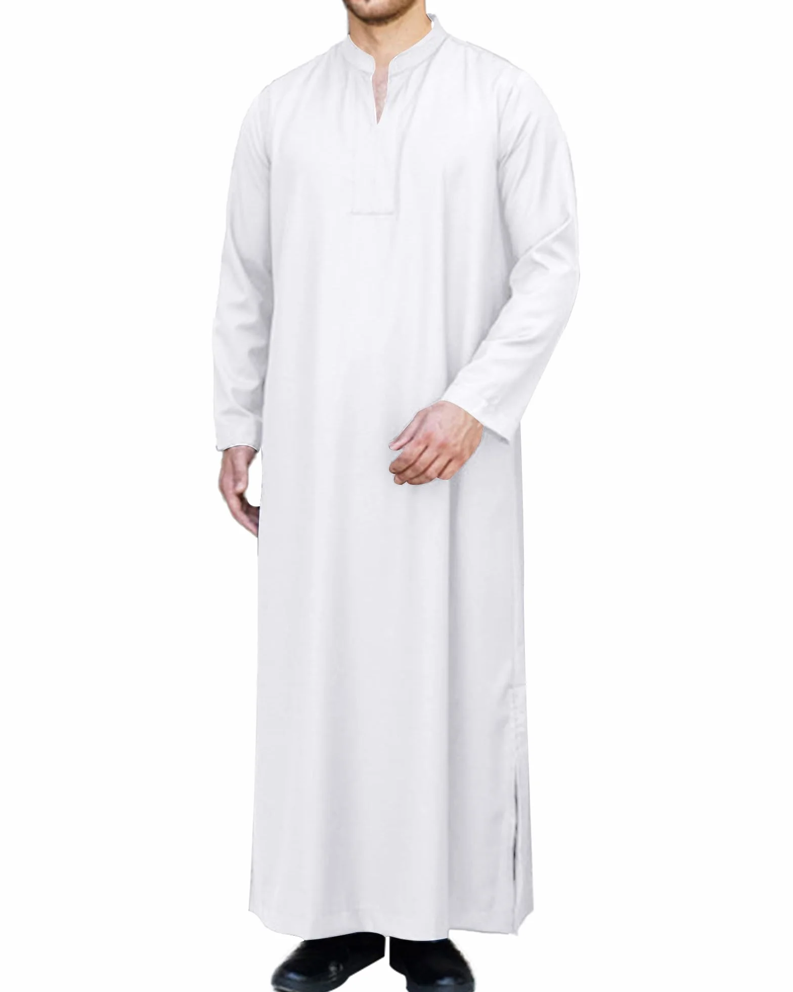 LVCBL Hombres Caftán Manga Larga Thobe con Bolsillos Universal Fit M-3XL