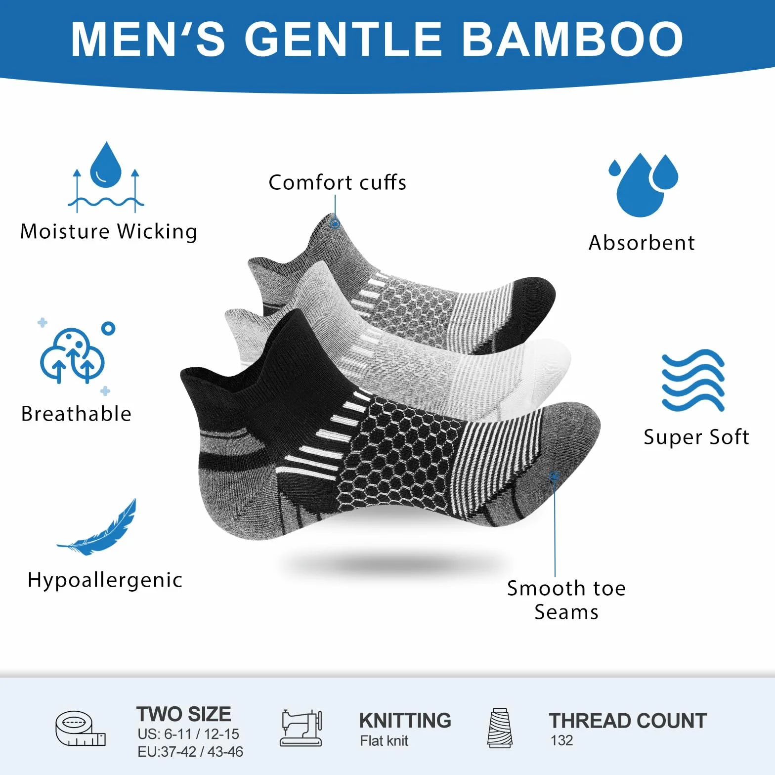 Calcetines Deportivos para Hombres Cortos 6 Pares