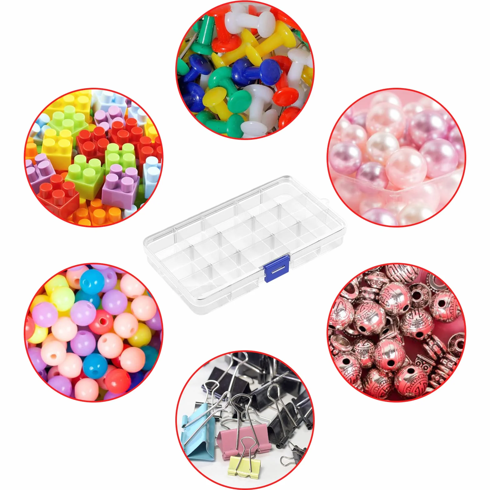 Cajas Almacenaje Plastico Transparente 15 Compartimentos Ajustables Organizadoras Tornillos