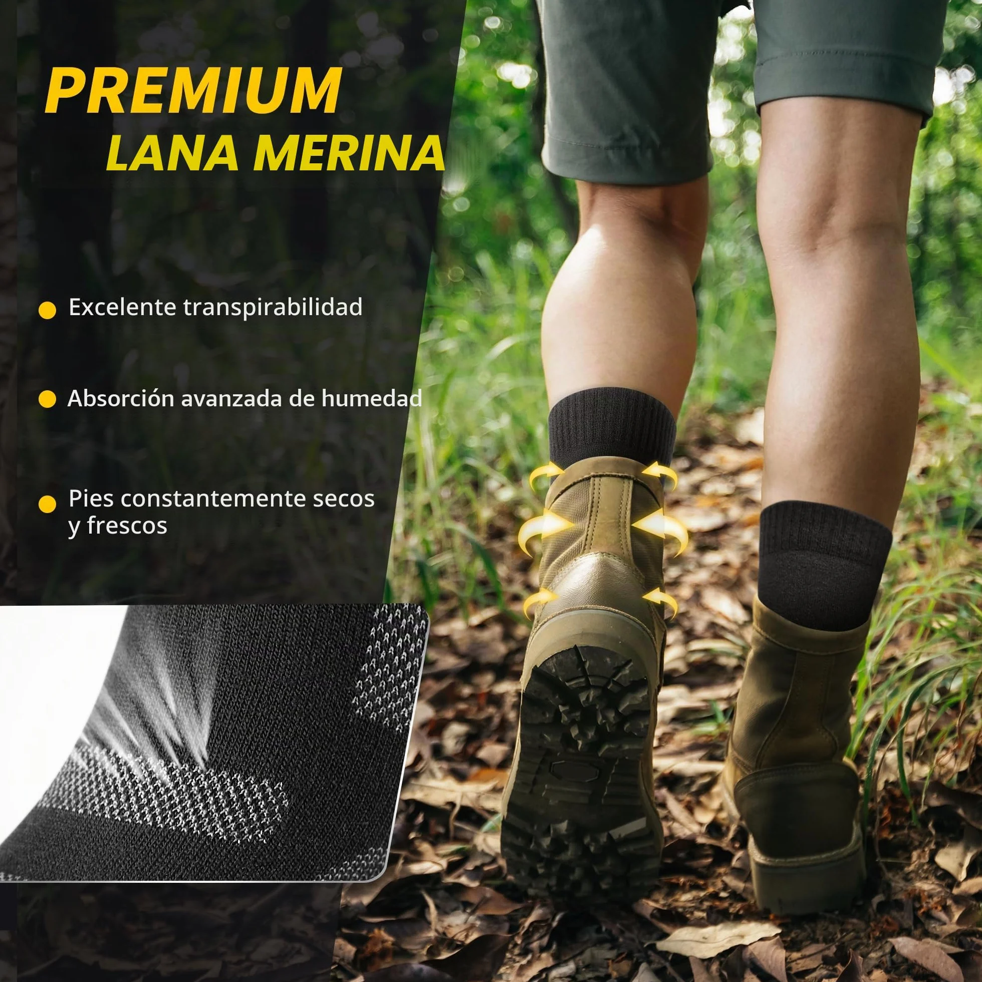 CAMBIVO Calcetines Antiampollas Senderismo Lana Merino 2-3 Pares Transpirable Trail Running Trekking