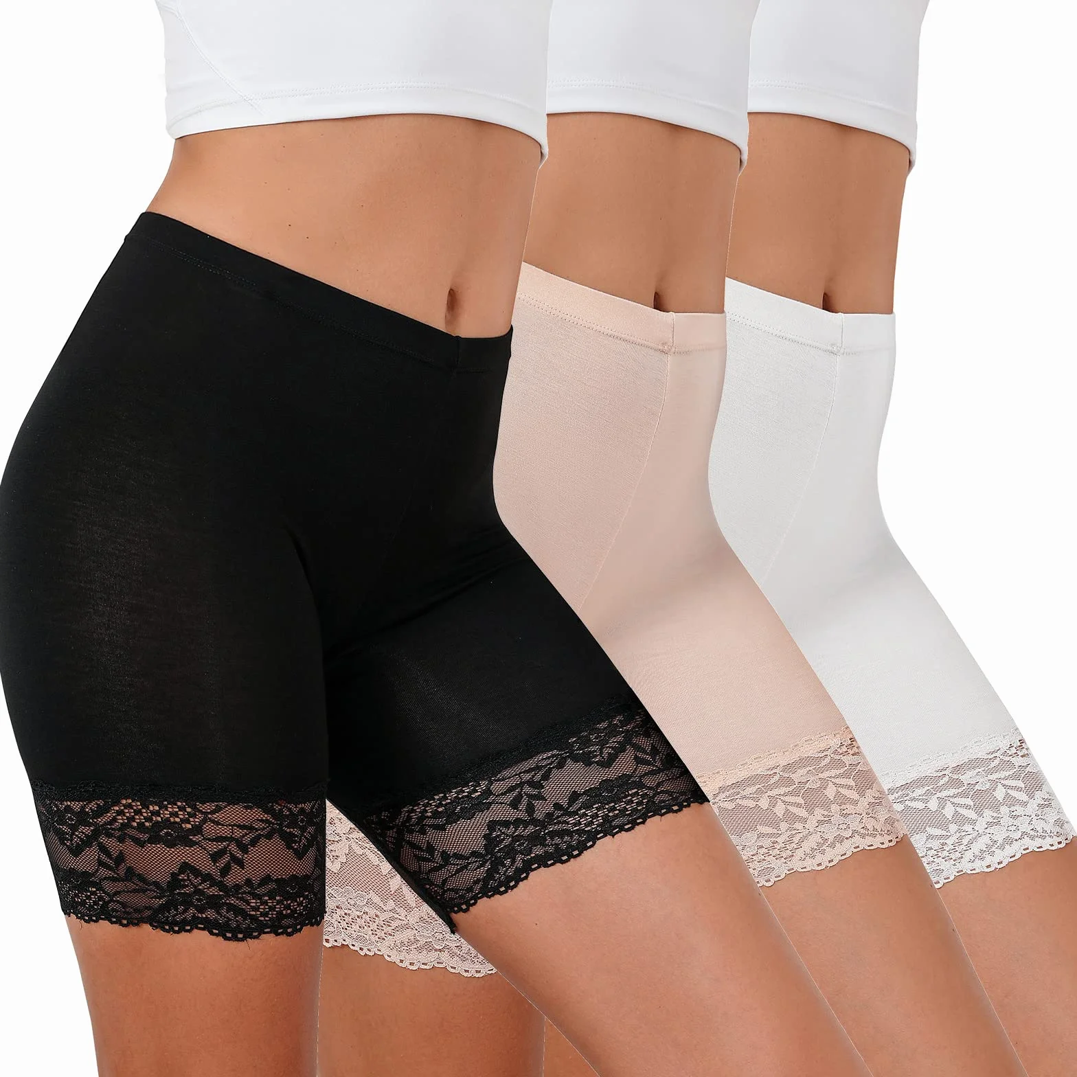 Tuopuda Braga para Mujer Boy Short Hipster con Encaje Largo Boxer Cintura Alta Algodon Shorts Pantalones Deportivas para Running Yoga