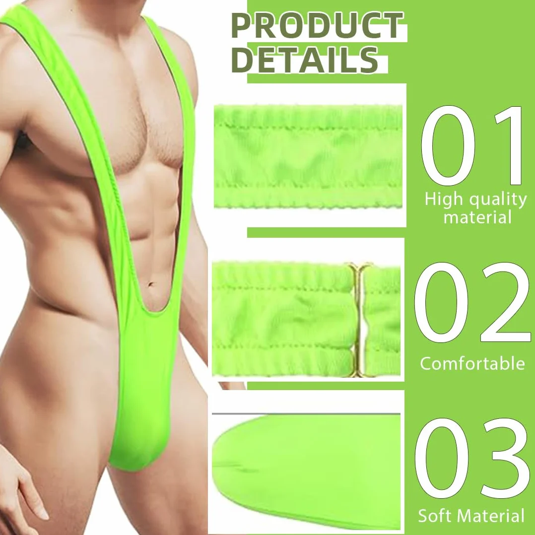 Tanga Borat Mankini para Hombre Verde Fluorescente