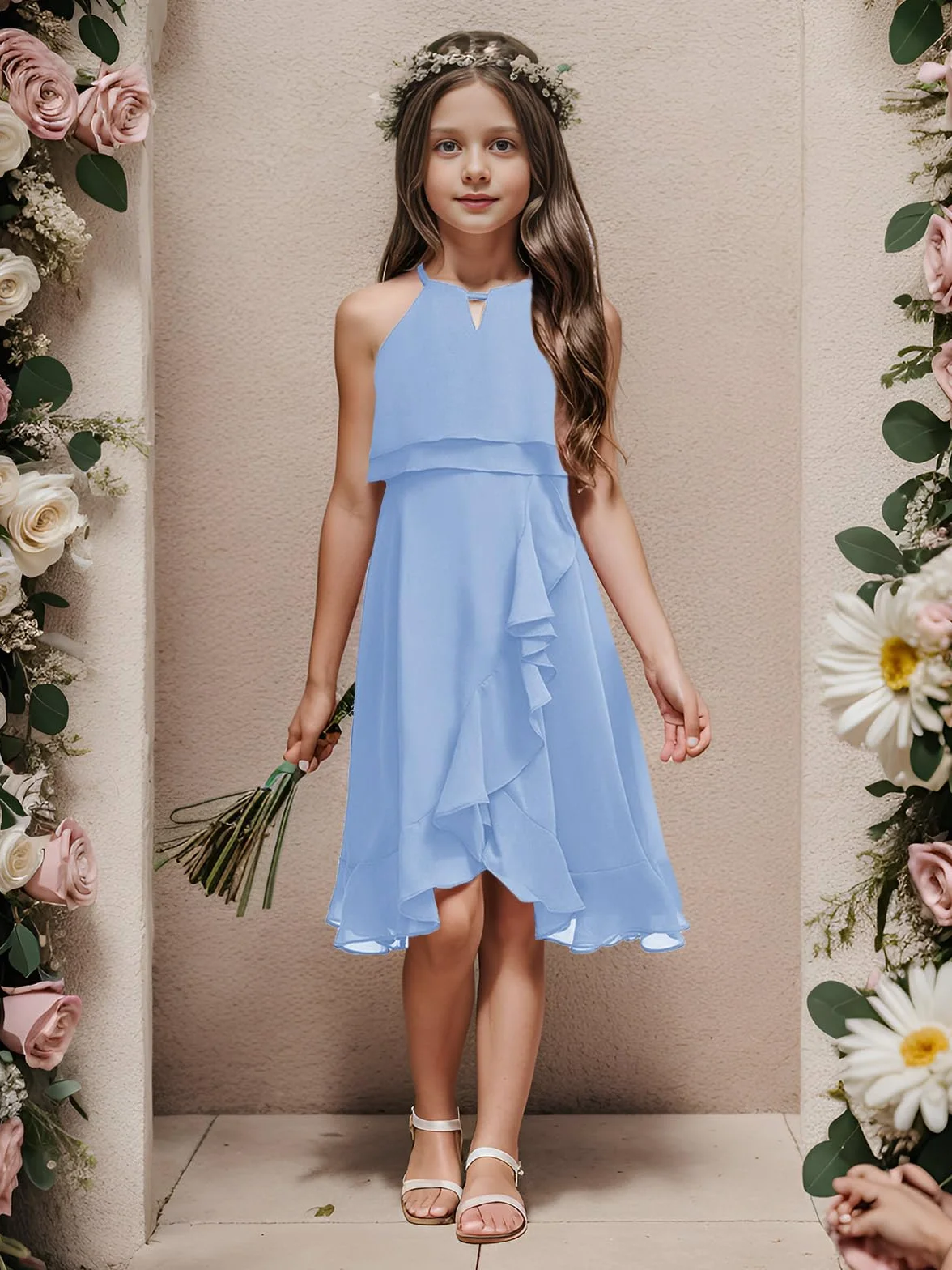 Vestido de fiesta de verano para niña sin mangas de princesa dama de honor boda
