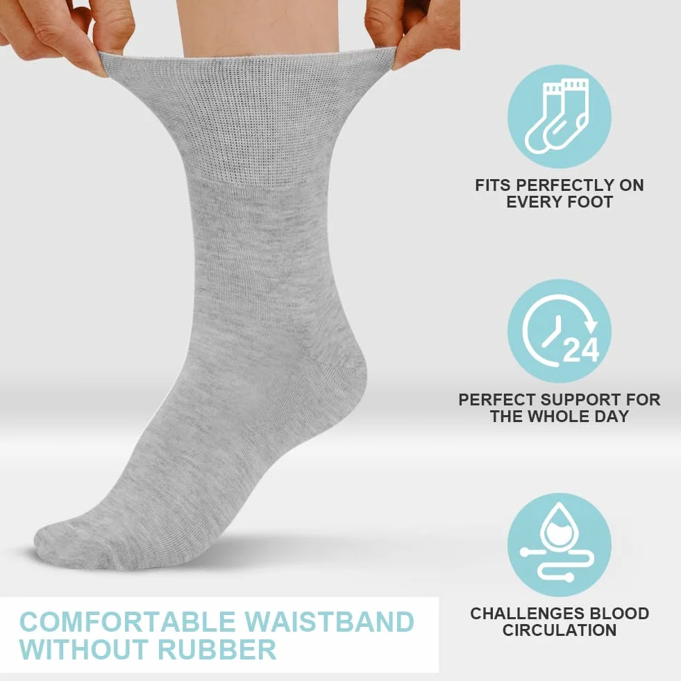 Aomig Calcetines Diabéticos Sin Costuras 6 Pares Algodón Verano
