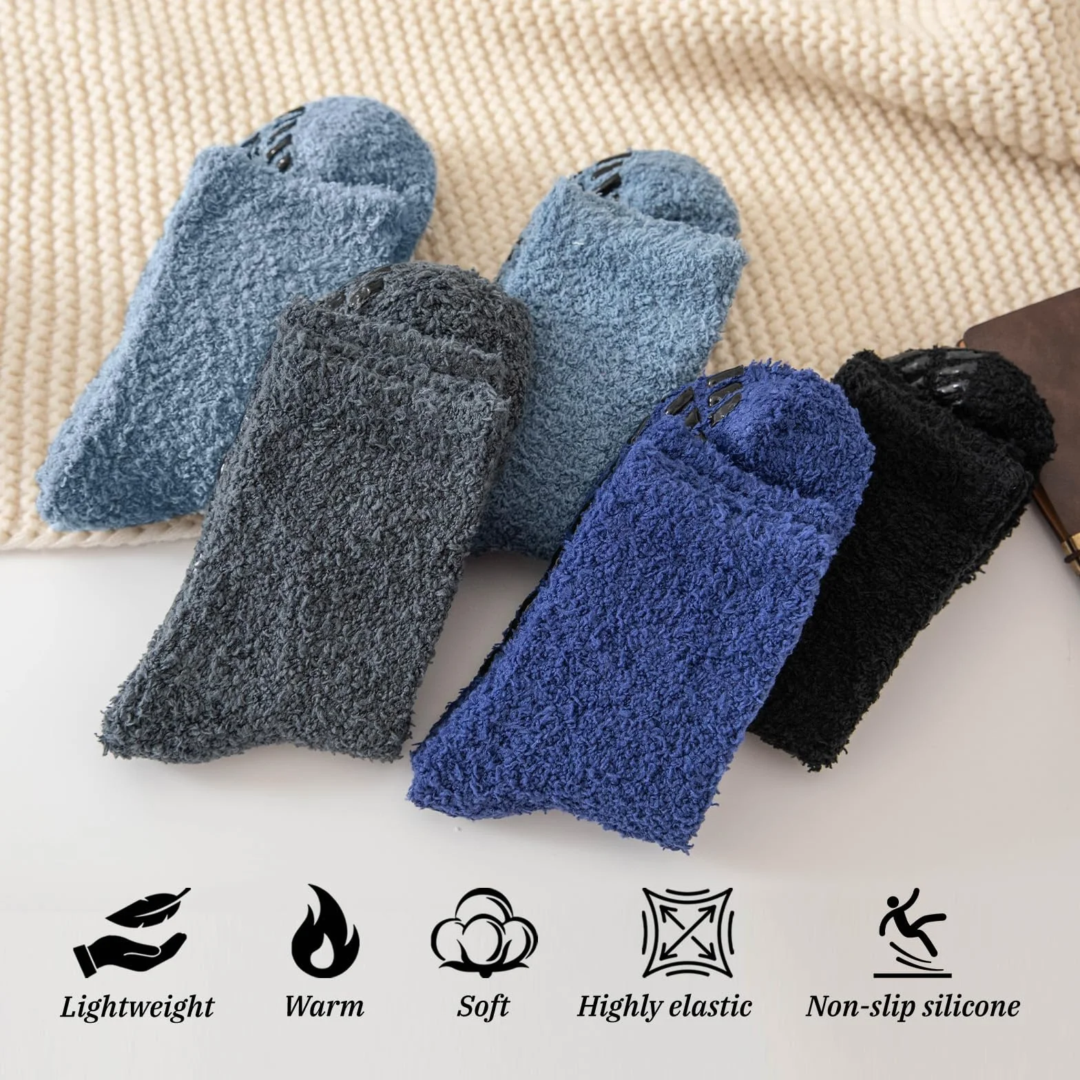 Flintronic Calcetines Invierno Antideslizantes Hombre Calcetines Térmicos Gordos