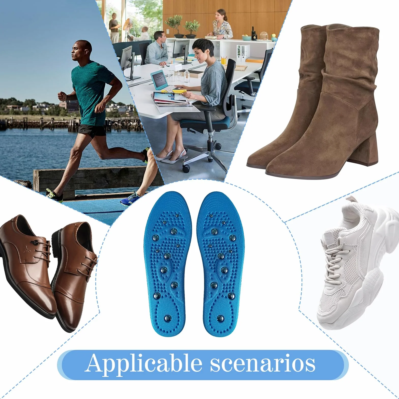 Plantillas Magneticas Adelgazantes para Fascitis Plantar Ortopedicas Masaje de Pies Aliviar Reflexología Acupresión Unisex (S(35-40))